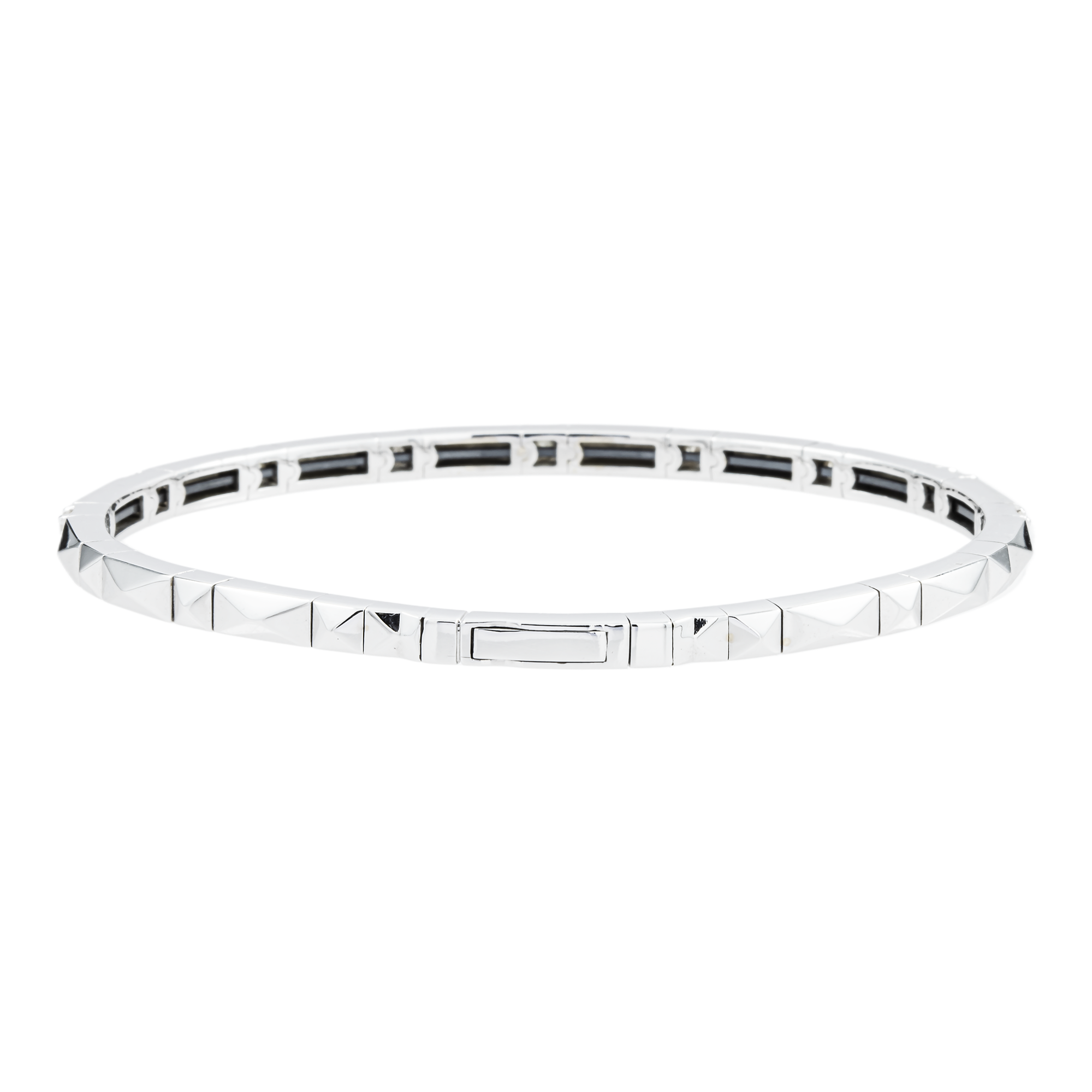 14K White Gold Round Diamond Bangle Bracelet 0.87ct