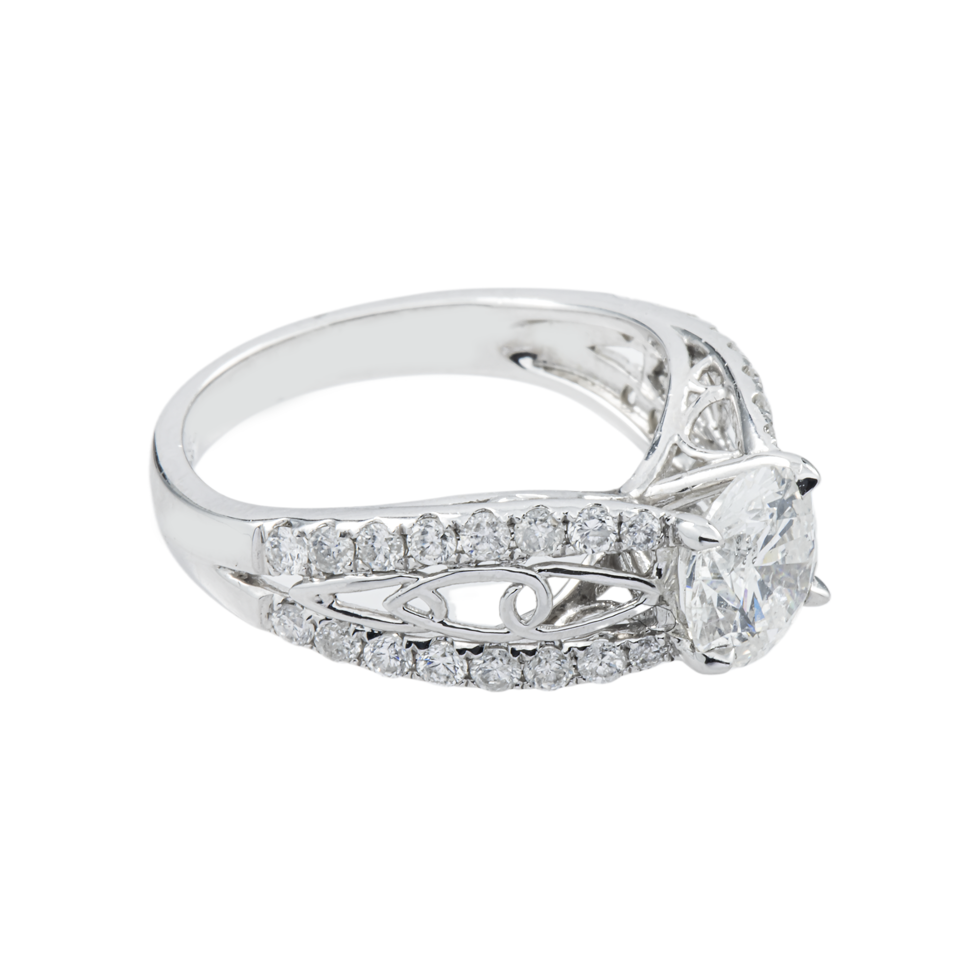 14K White Gold 1.60ct Round Diamond Engagement Ring 2.34ctw
