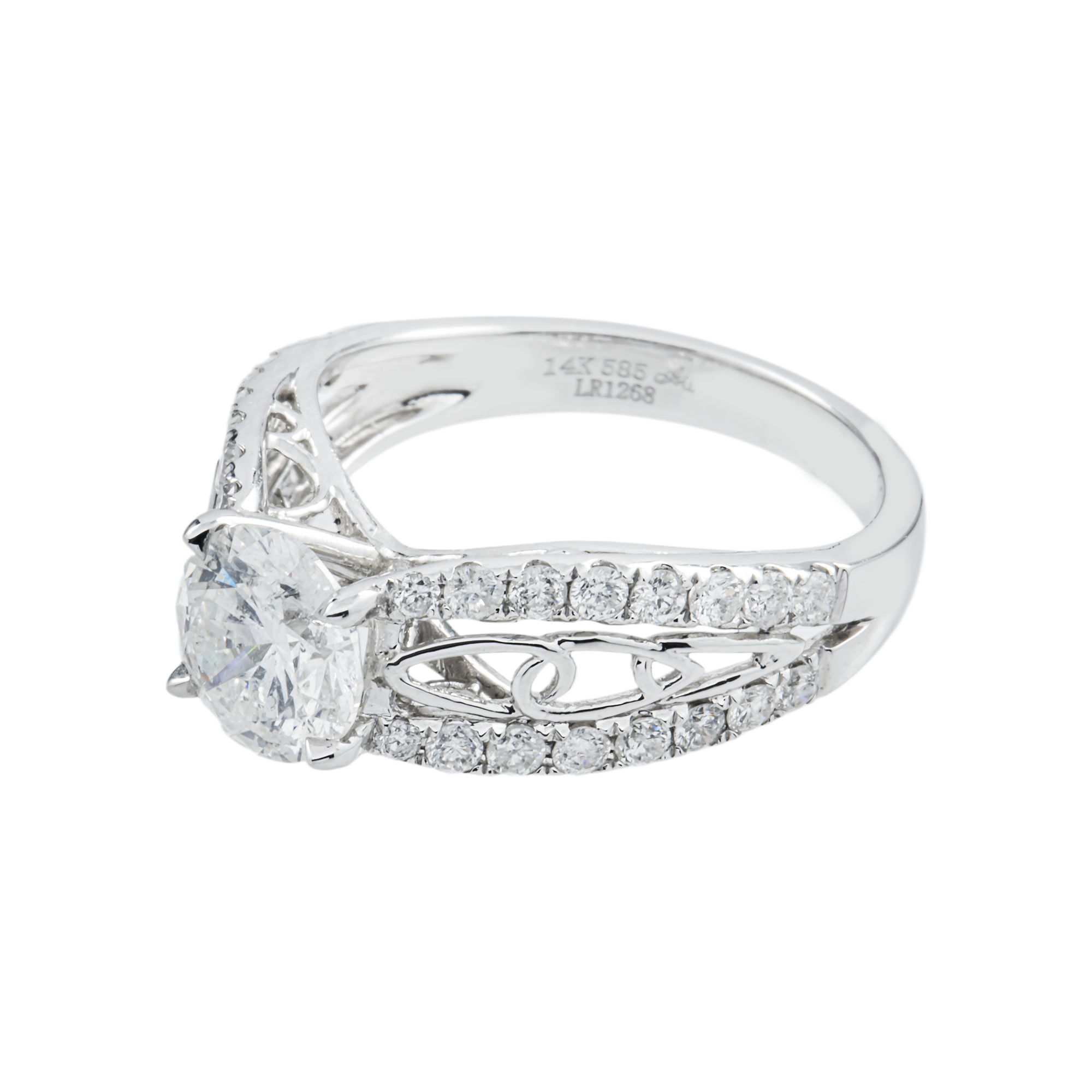 14K White Gold 1.60ct Round Diamond Engagement Ring 2.34ctw