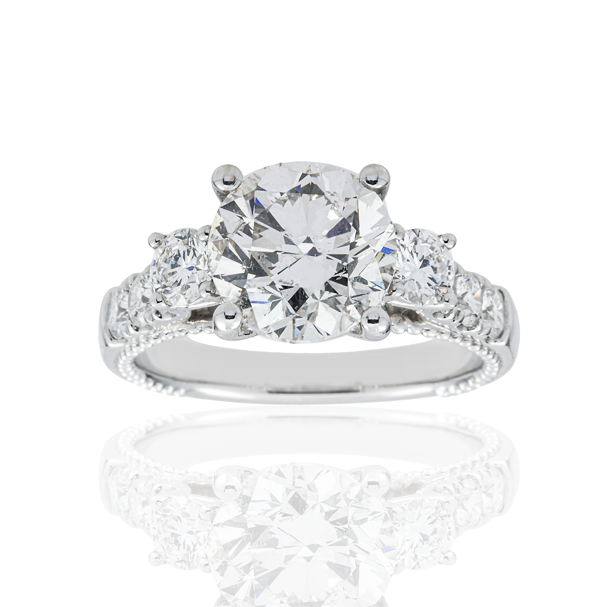 18K White Gold 3.03ct Round Diamond engagement Ring 3.96ctw