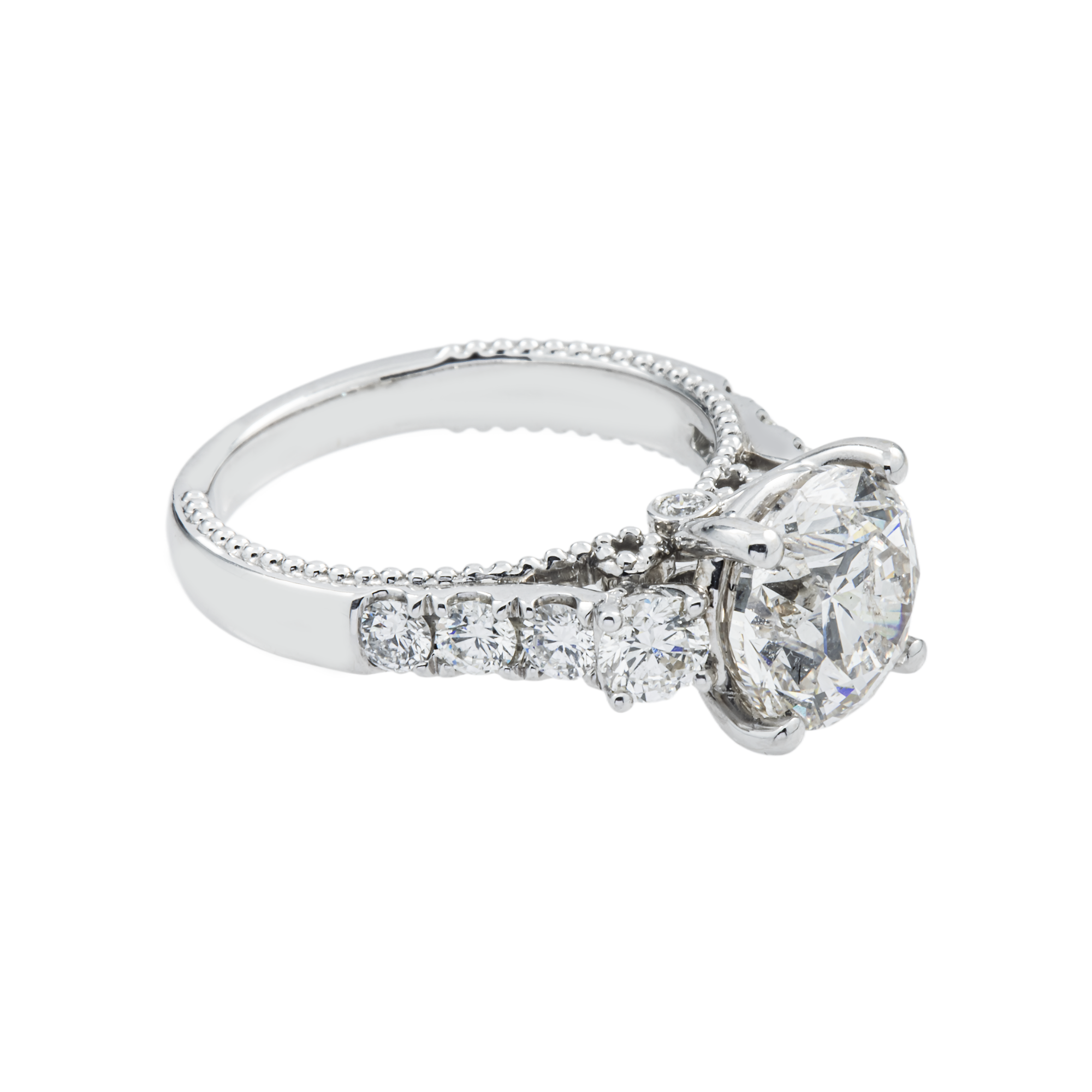 18K White Gold 3.03ct Round Diamond engagement Ring 3.96ctw