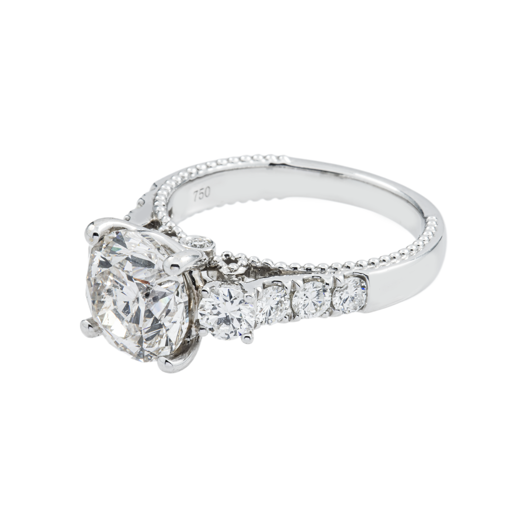 18K White Gold 3.03ct Round Diamond engagement Ring 3.96ctw