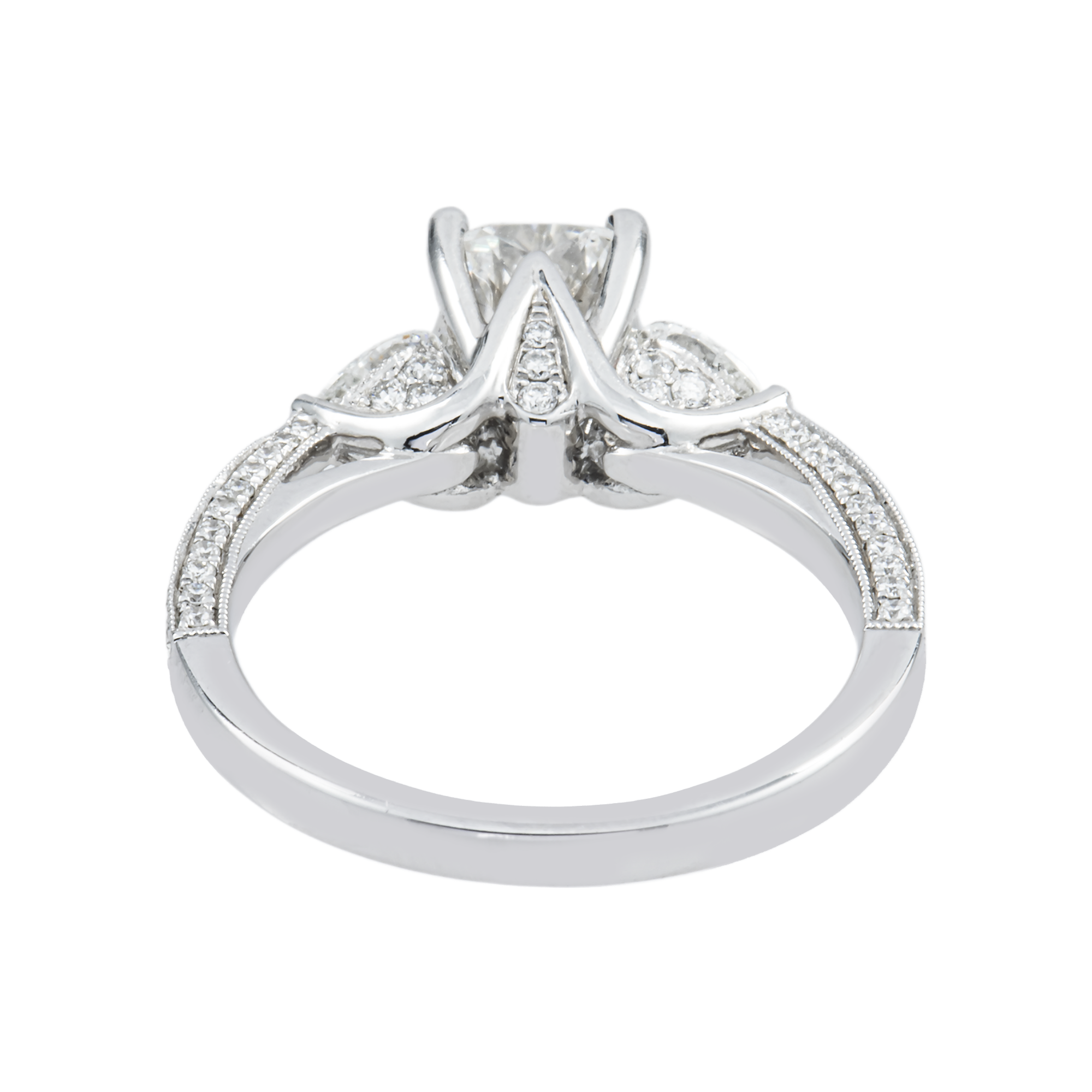 18K White Gold 1.02ct Cushion Cut Diamond Engagement Ring 1.77ctw