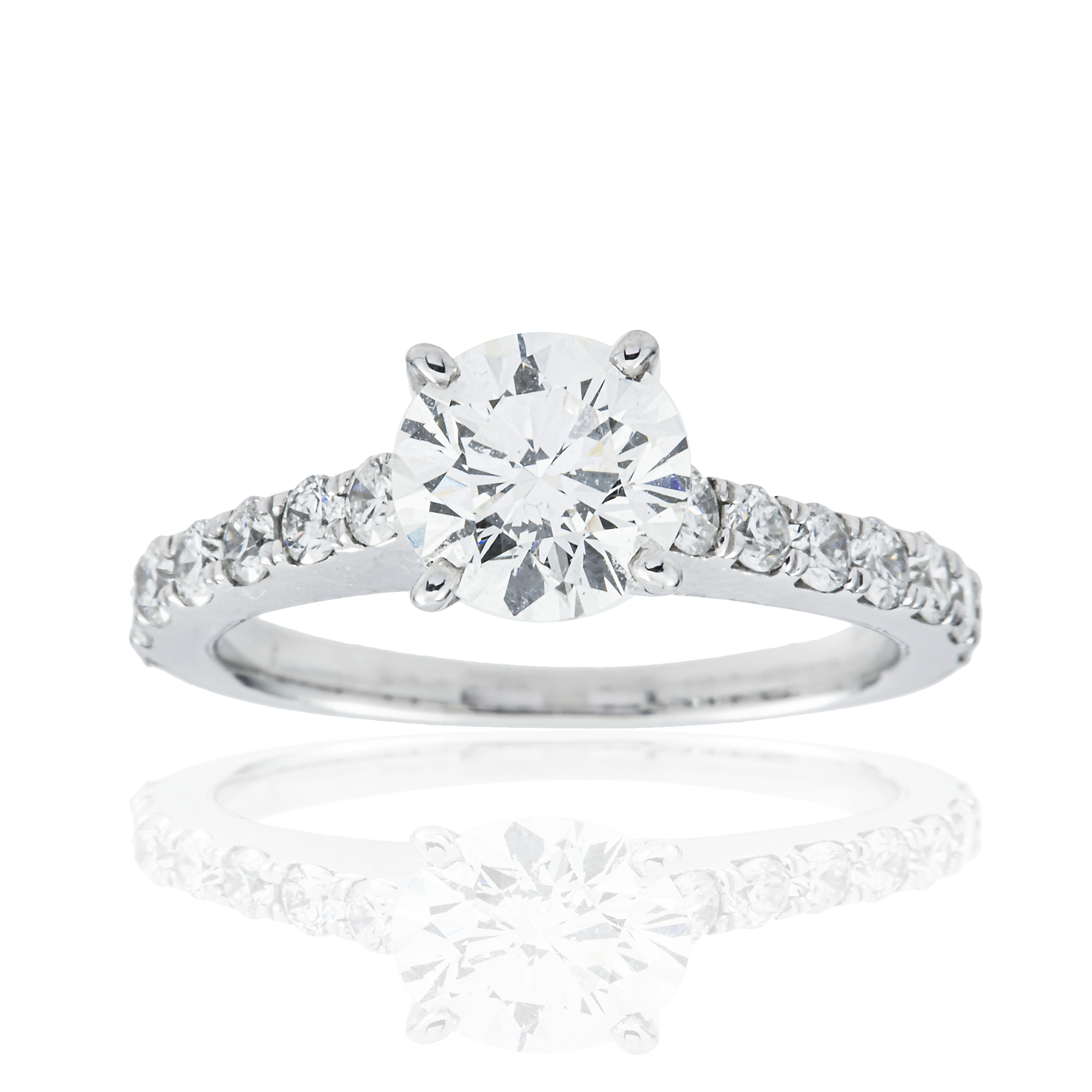 GIA 14K White Gold 1.05ct Round Diamond Engagement Ring 1.45ctw