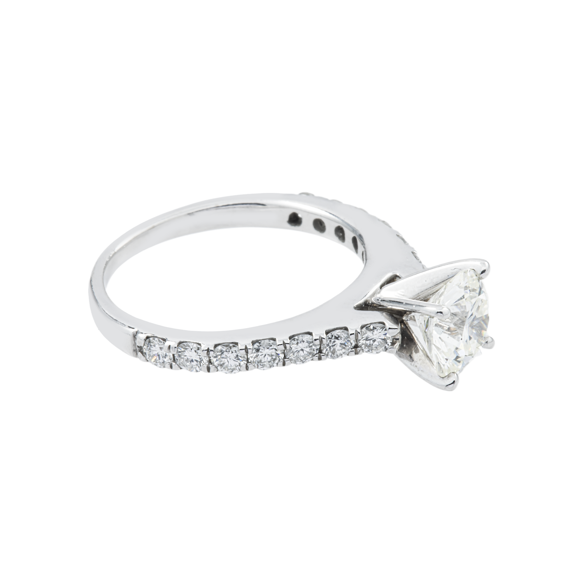 GIA 14K White Gold 1.05ct Round Diamond Engagement Ring 1.45ctw