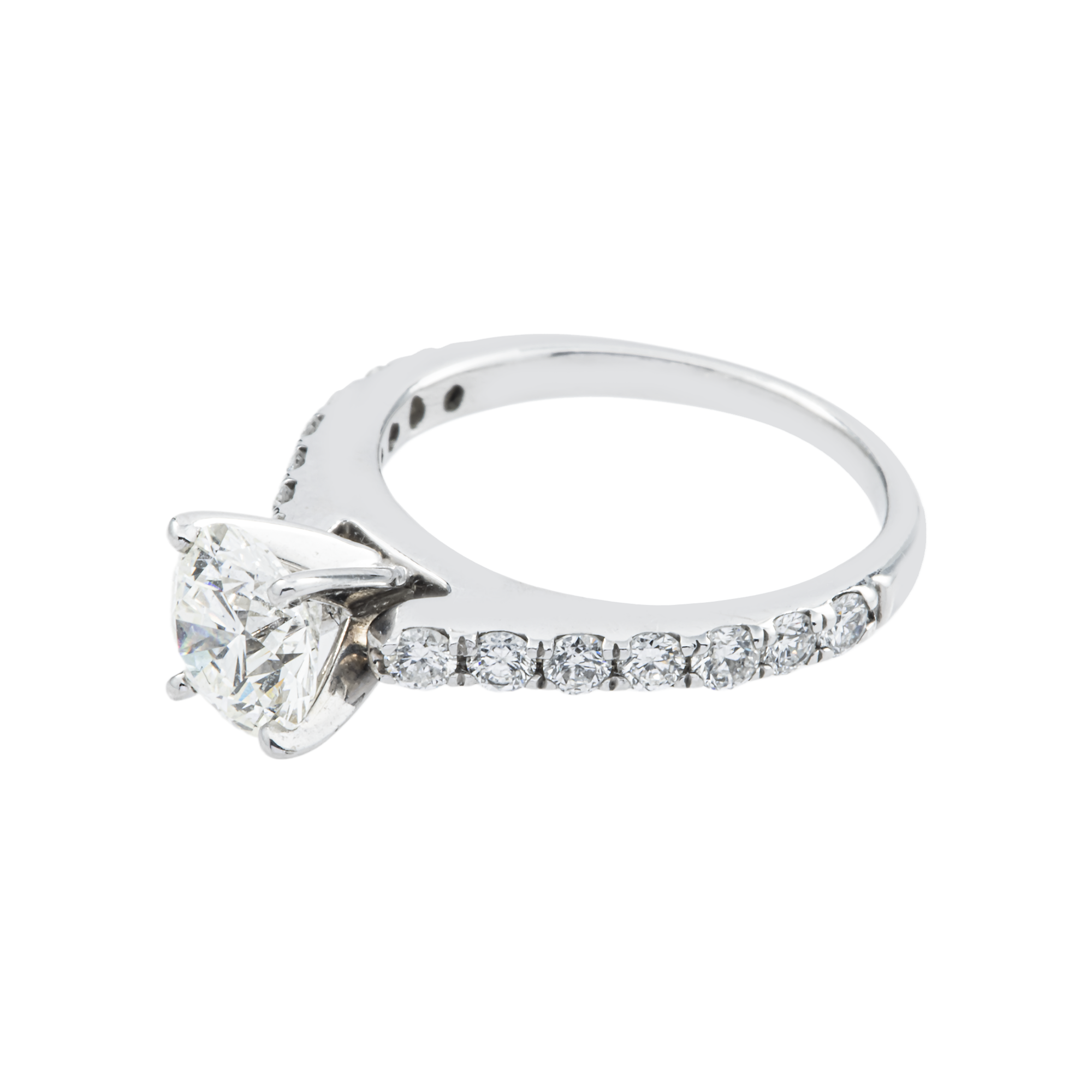 GIA 14K White Gold 1.05ct Round Diamond Engagement Ring 1.45ctw