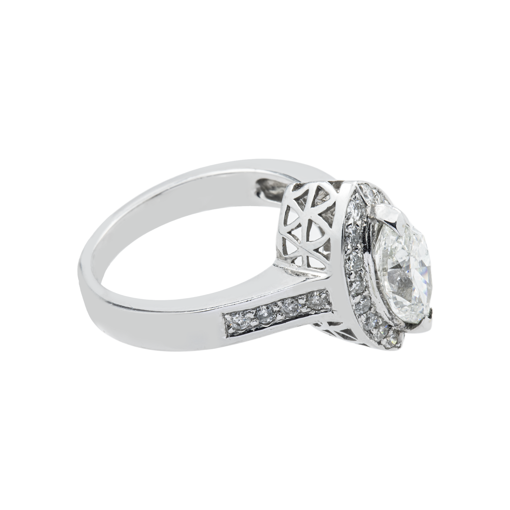 14K White Gold Marquise Cut Diamond Engagement Ring 1.98ct