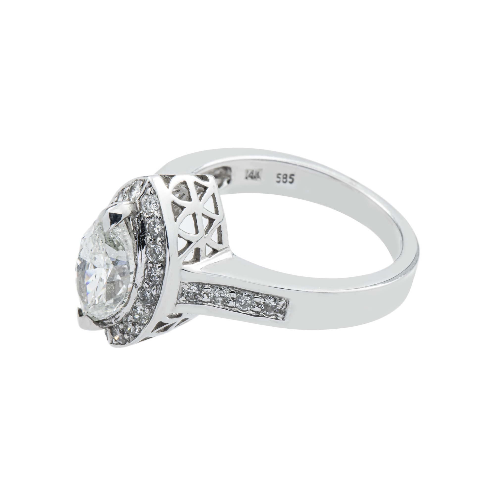 14K White Gold Marquise Cut Diamond Engagement Ring 1.98ct