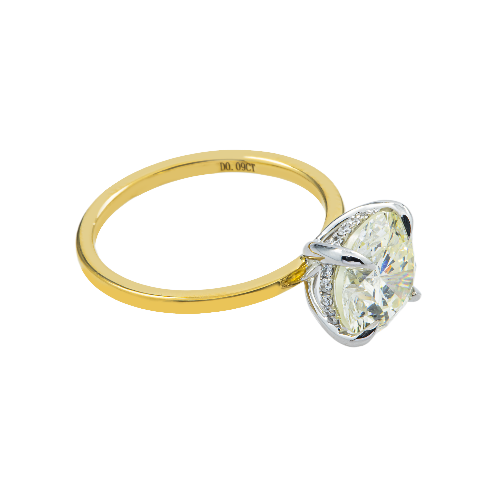 18K Yellow Gold 3.0ct Round Diamond Engagement Ring 3.08ct