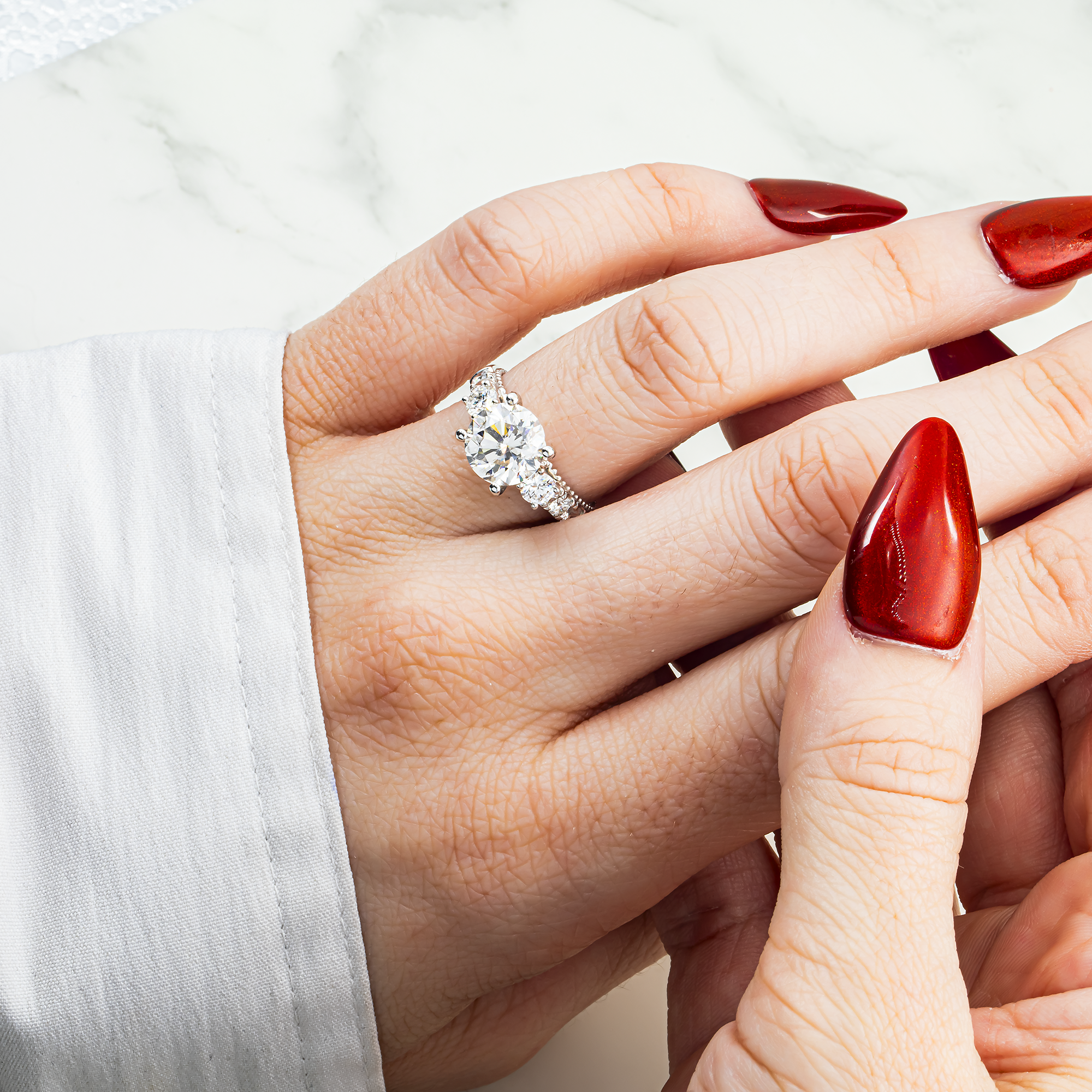 18K White Gold 3.03ct Round Diamond engagement Ring 3.96ctw