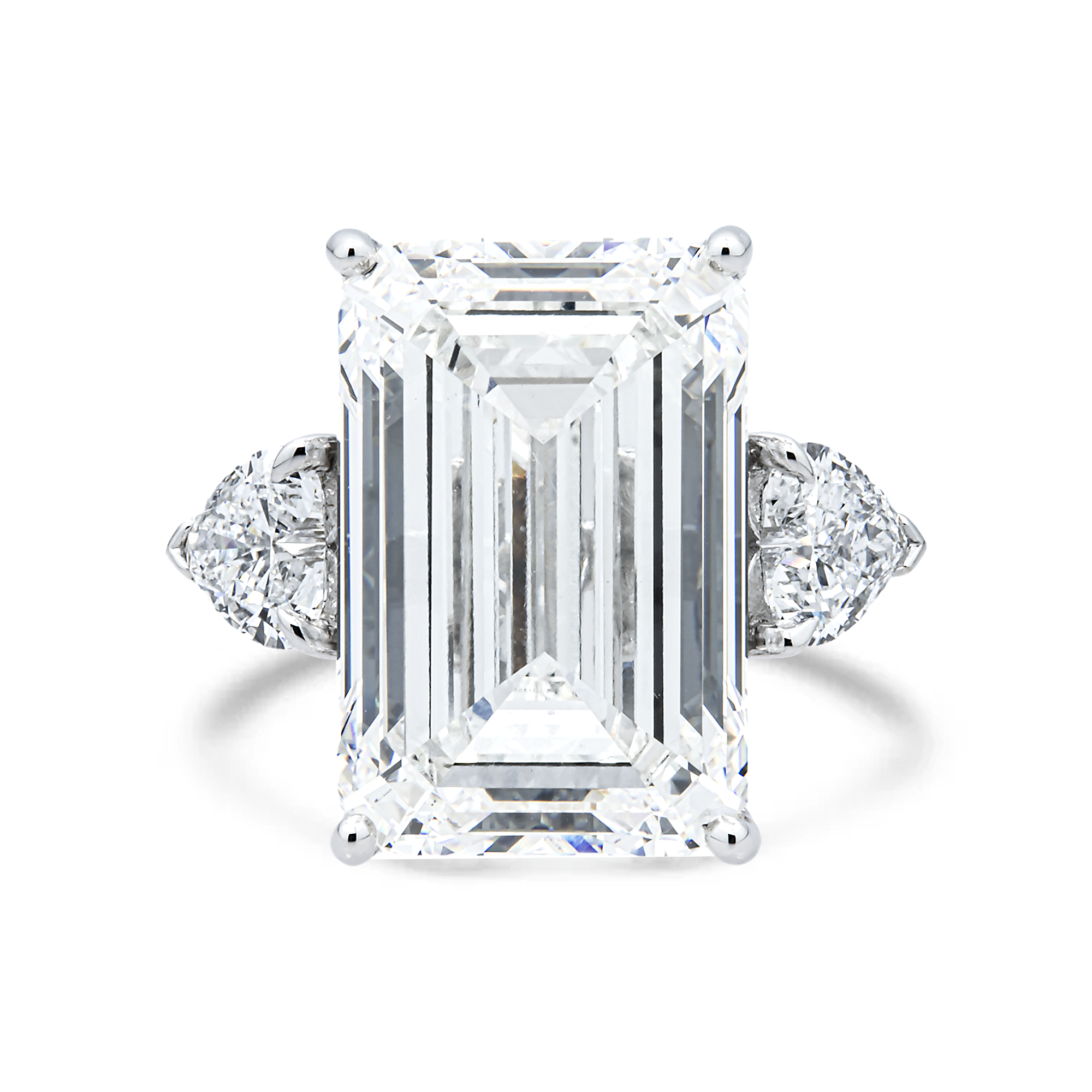 14K White Gold 18.97ct Emerald Diamond Engagement Ring 21.45ctw