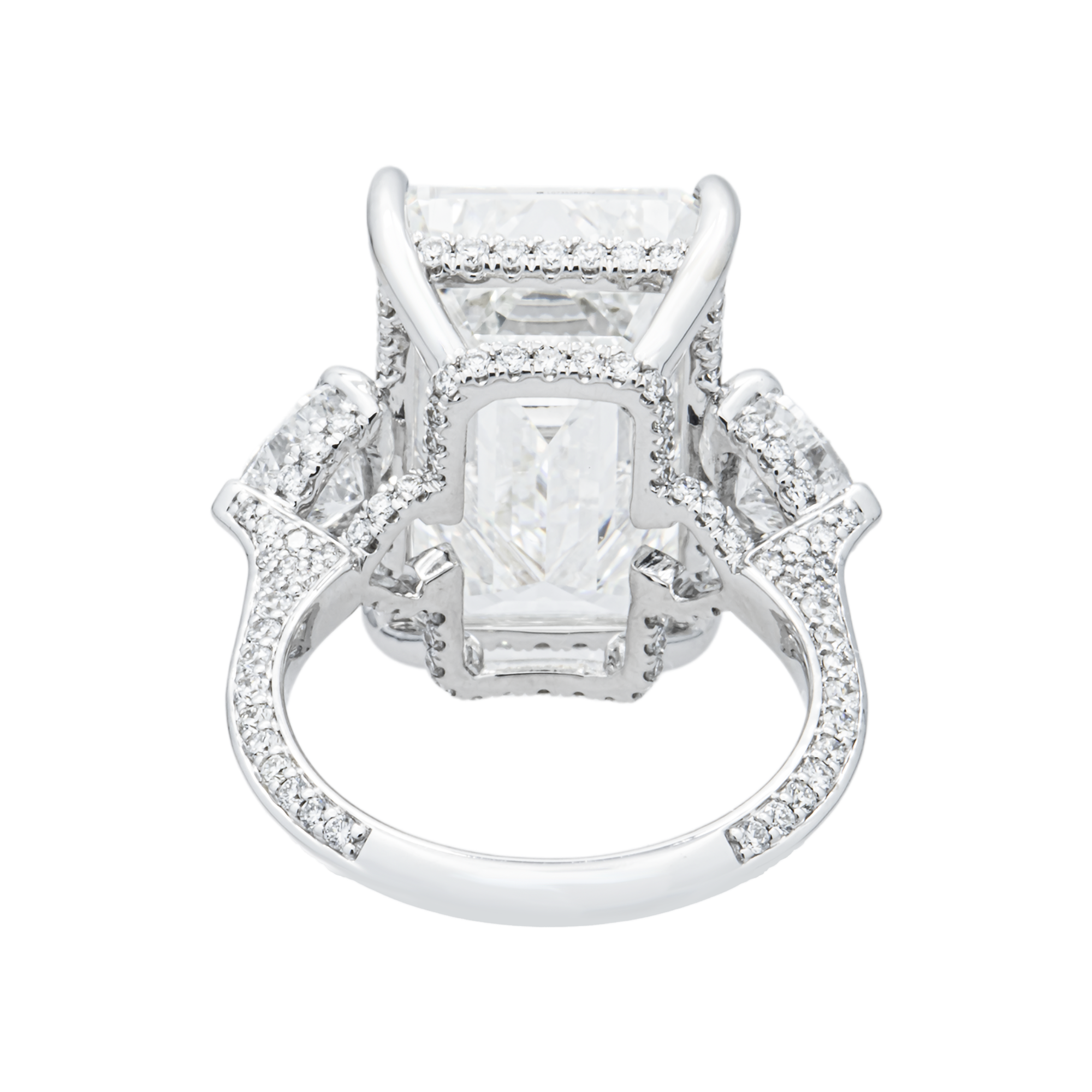 14K White Gold 18.97ct Emerald Diamond Engagement Ring 21.45ctw