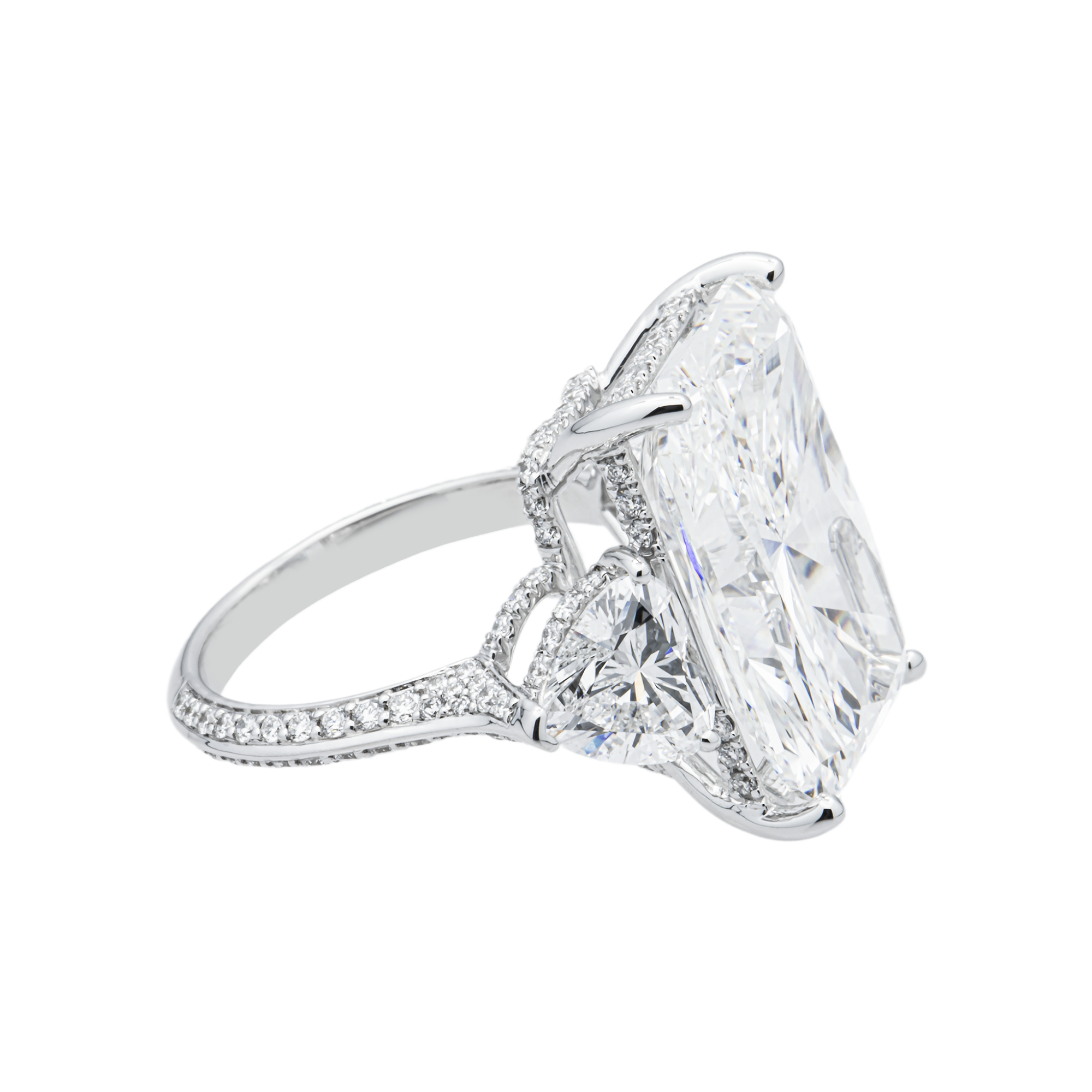 14K White Gold 16.31ct Radiant Diamond Engagement Ring 20.13ctw