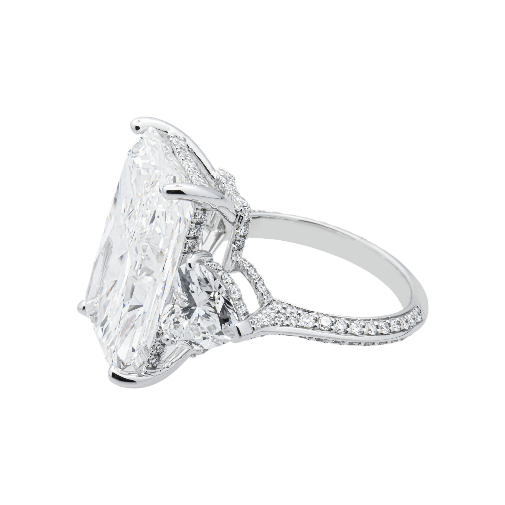 14K White Gold 16.31ct Radiant Diamond Engagement Ring 20.13ctw