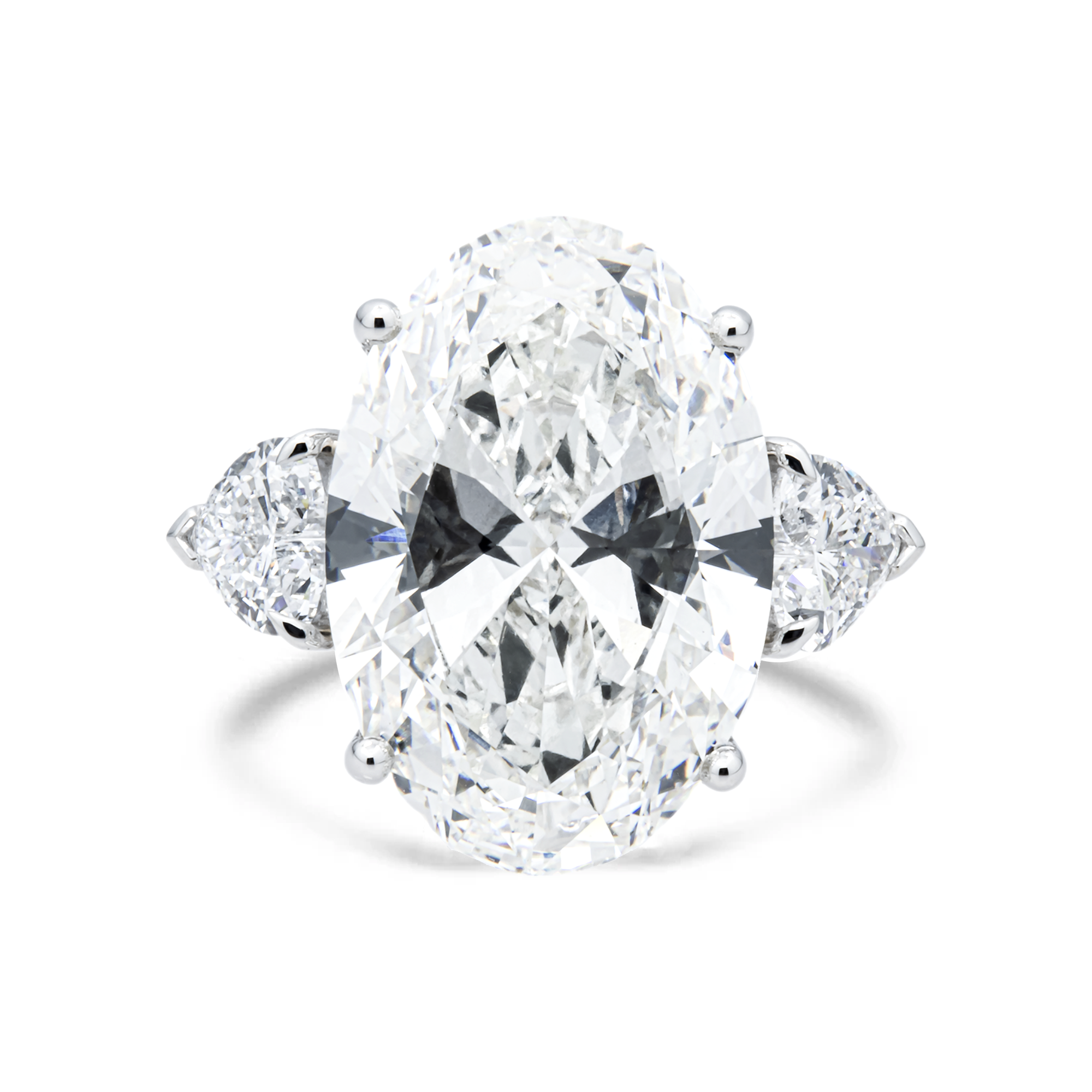 14K White Gold 14.04ct Oval Diamond Engagement Ring 16.45ctw