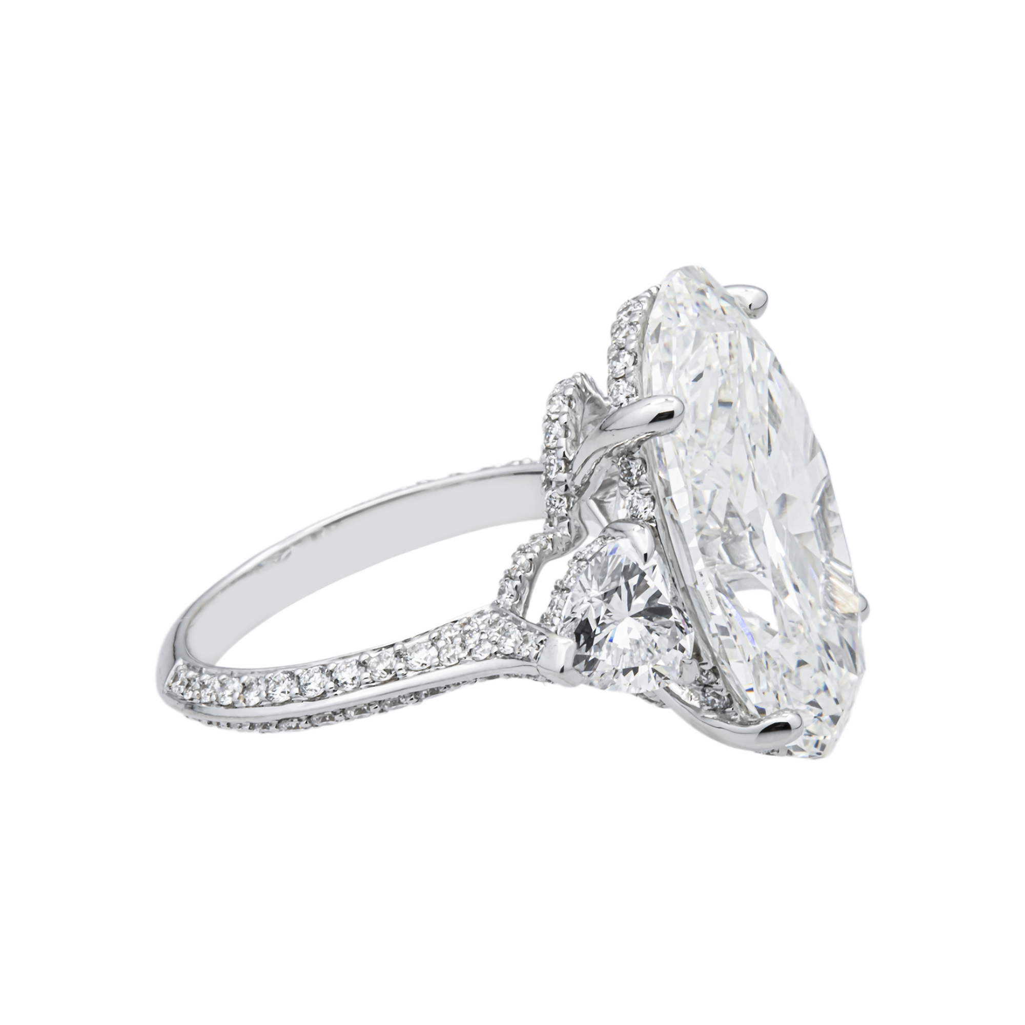 14K White Gold 14.04ct Oval Diamond Engagement Ring 16.45ctw