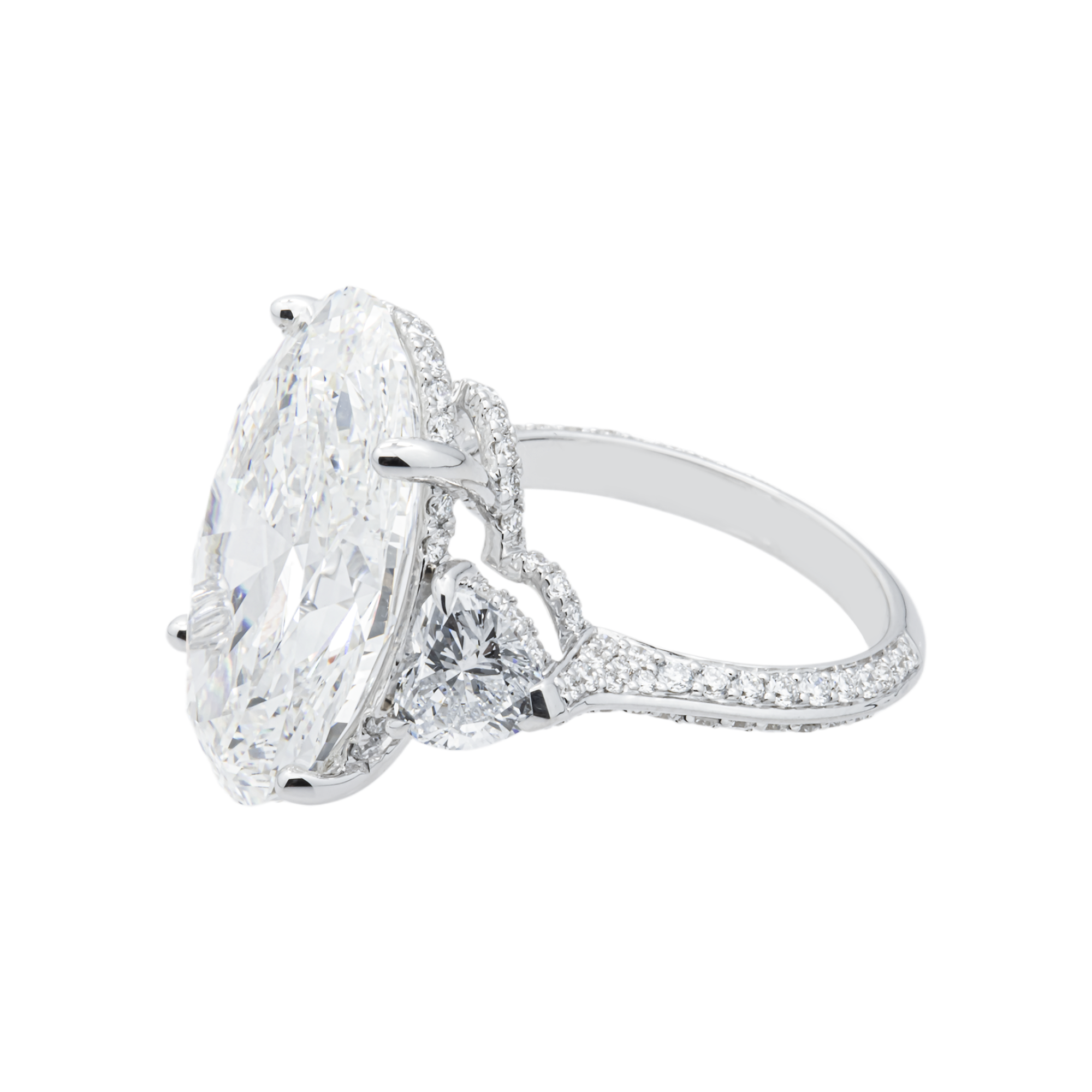 14K White Gold 14.04ct Oval Diamond Engagement Ring 16.45ctw