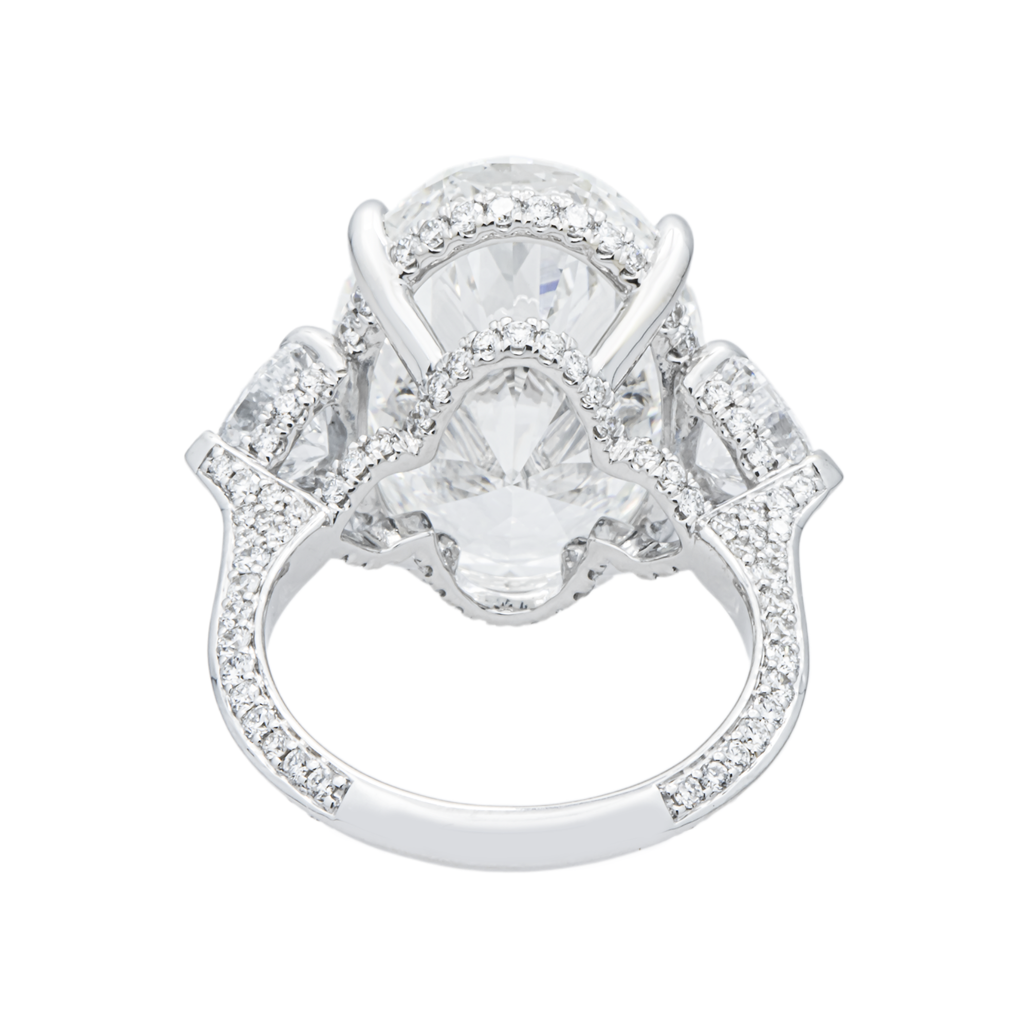 14K White Gold 14.04ct Oval Diamond Engagement Ring 16.45ctw