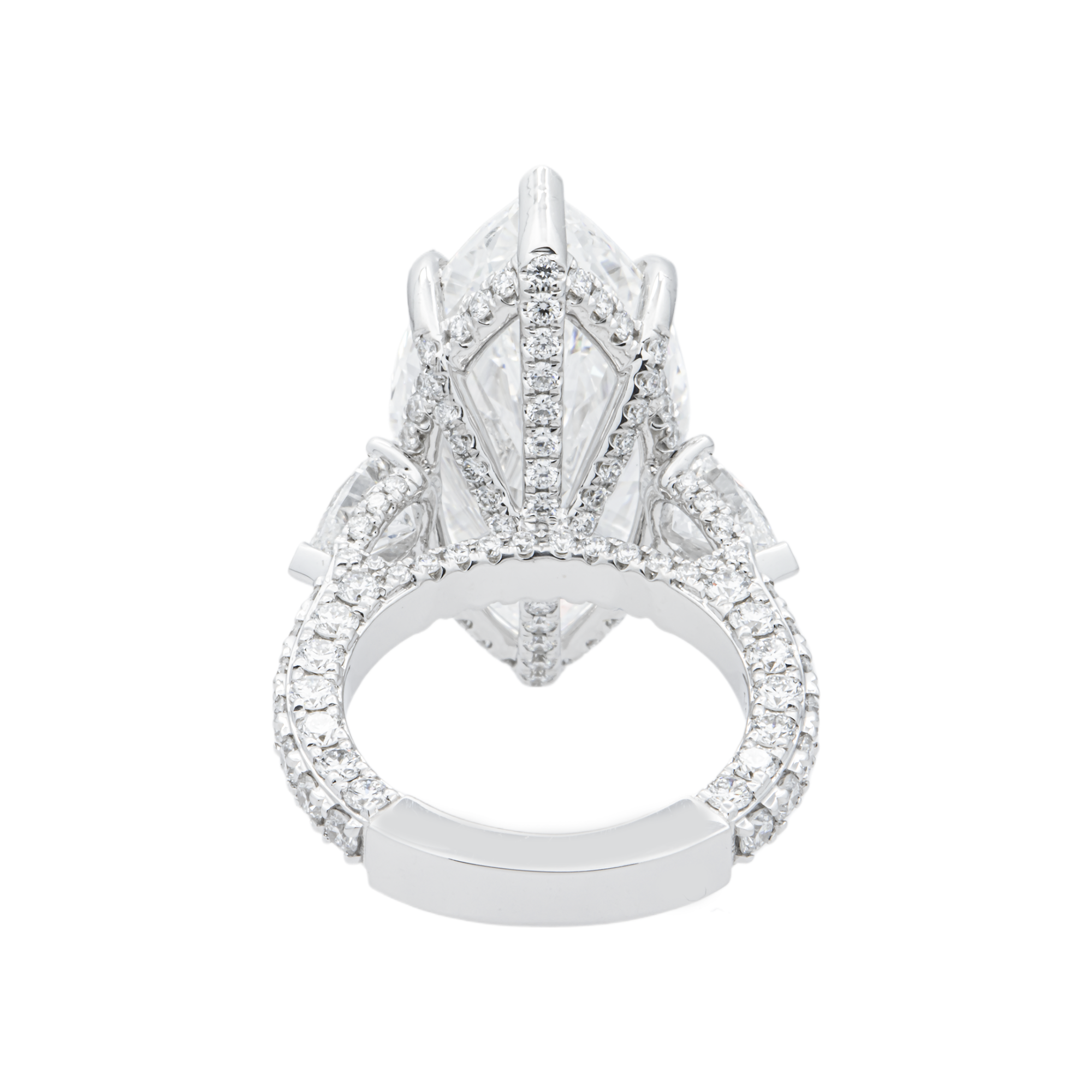 14K White Gold 14.08ct Marquise Diamond Engagement Ring 18.08ctw