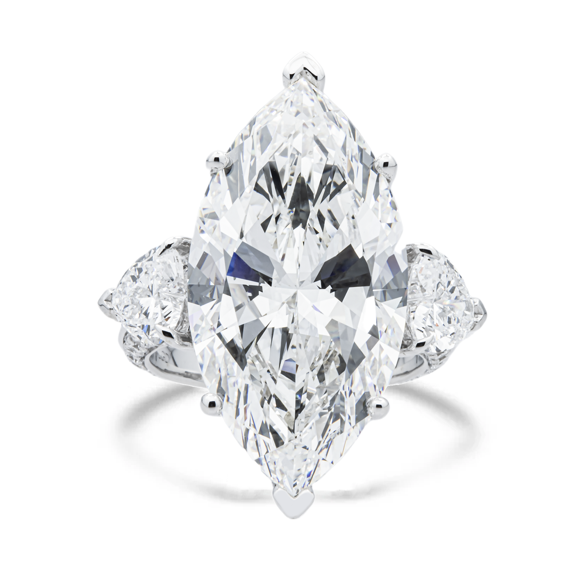 14K White Gold 14.53ct Marquise Diamond Engagement Ring 16.96ctw