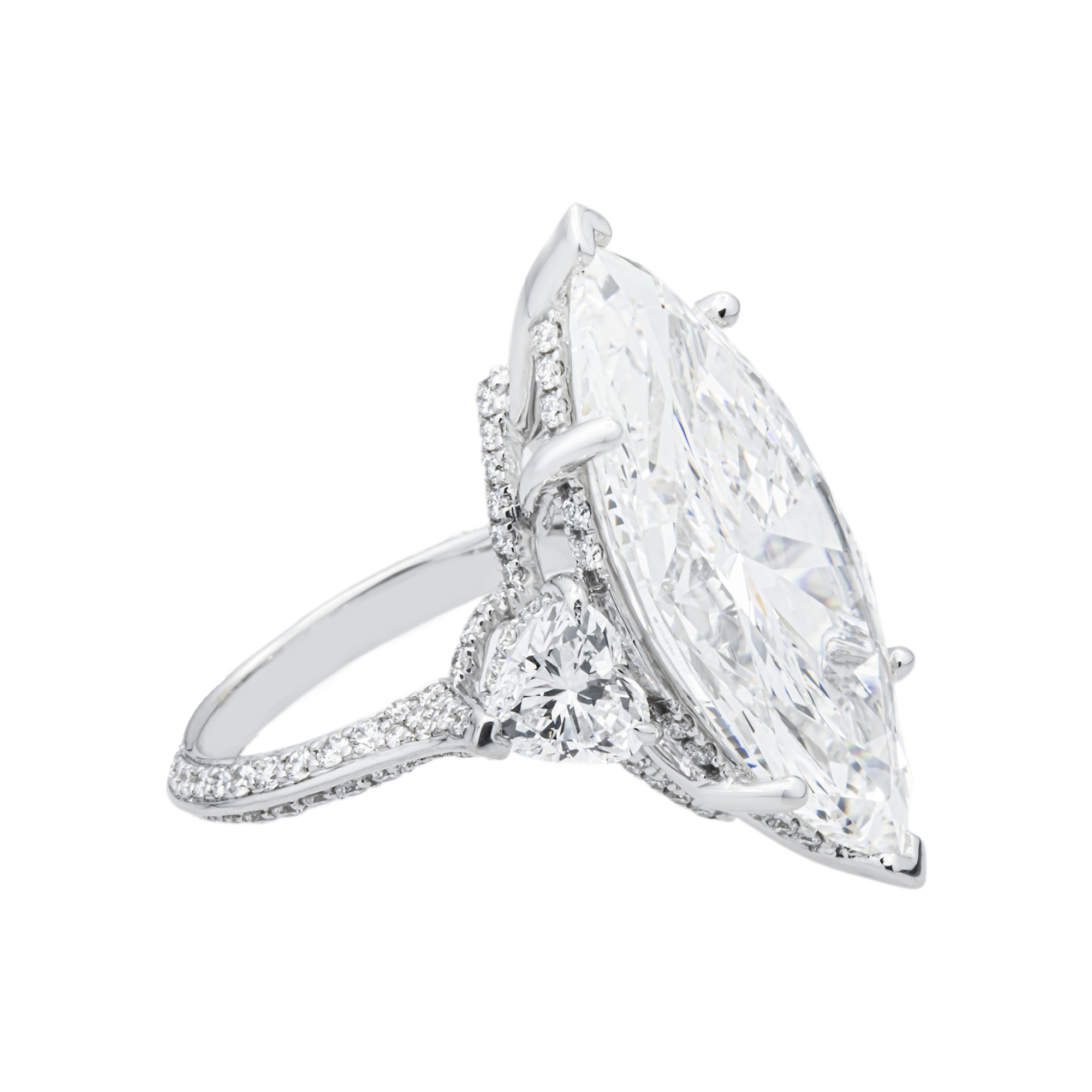 14K White Gold 14.53ct Marquise Diamond Engagement Ring 16.96ctw