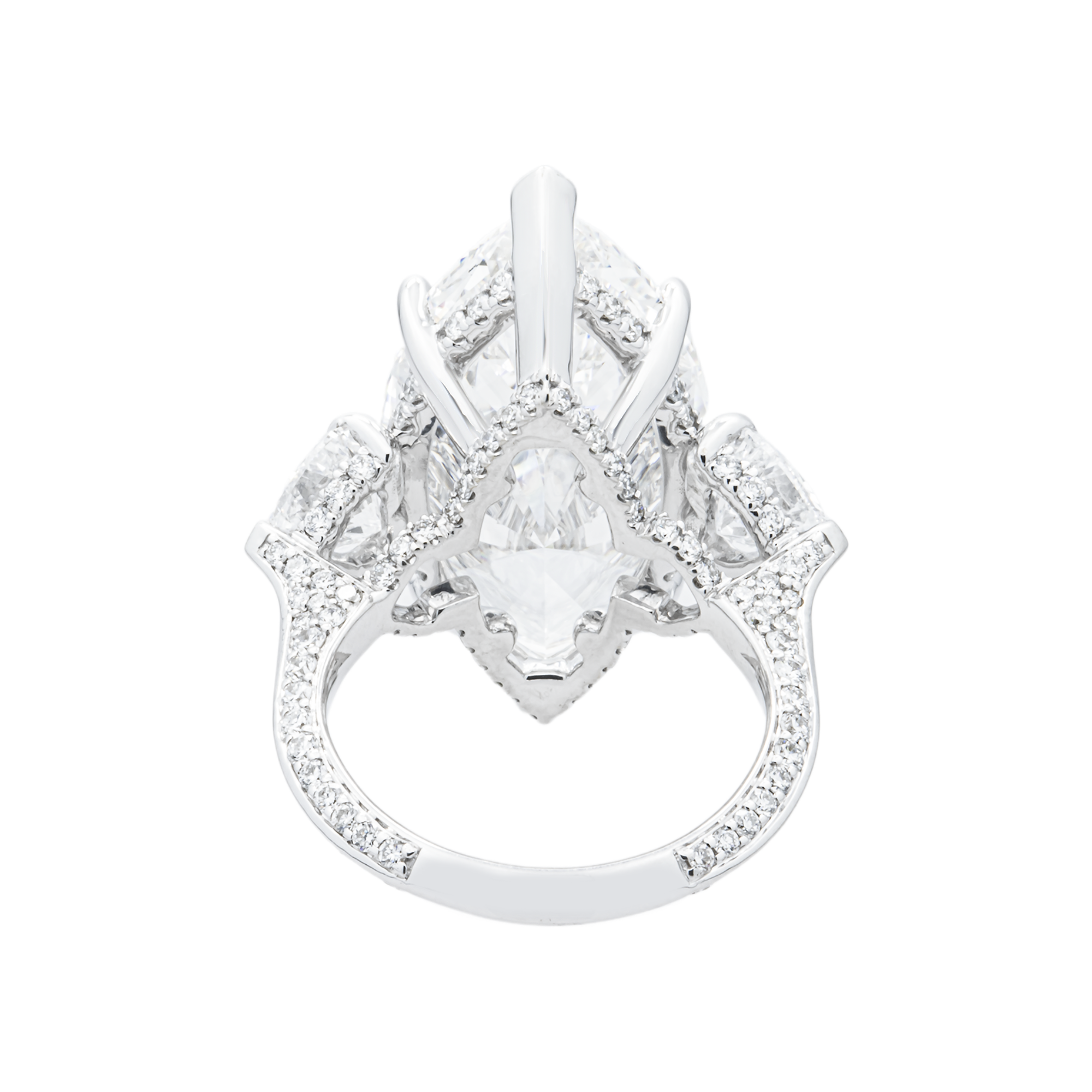14K White Gold 14.53ct Marquise Diamond Engagement Ring 16.96ctw