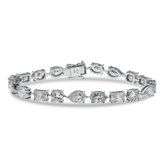 14K White Gold Multi Cut Diamond Satellite Bracelet 20.21ct