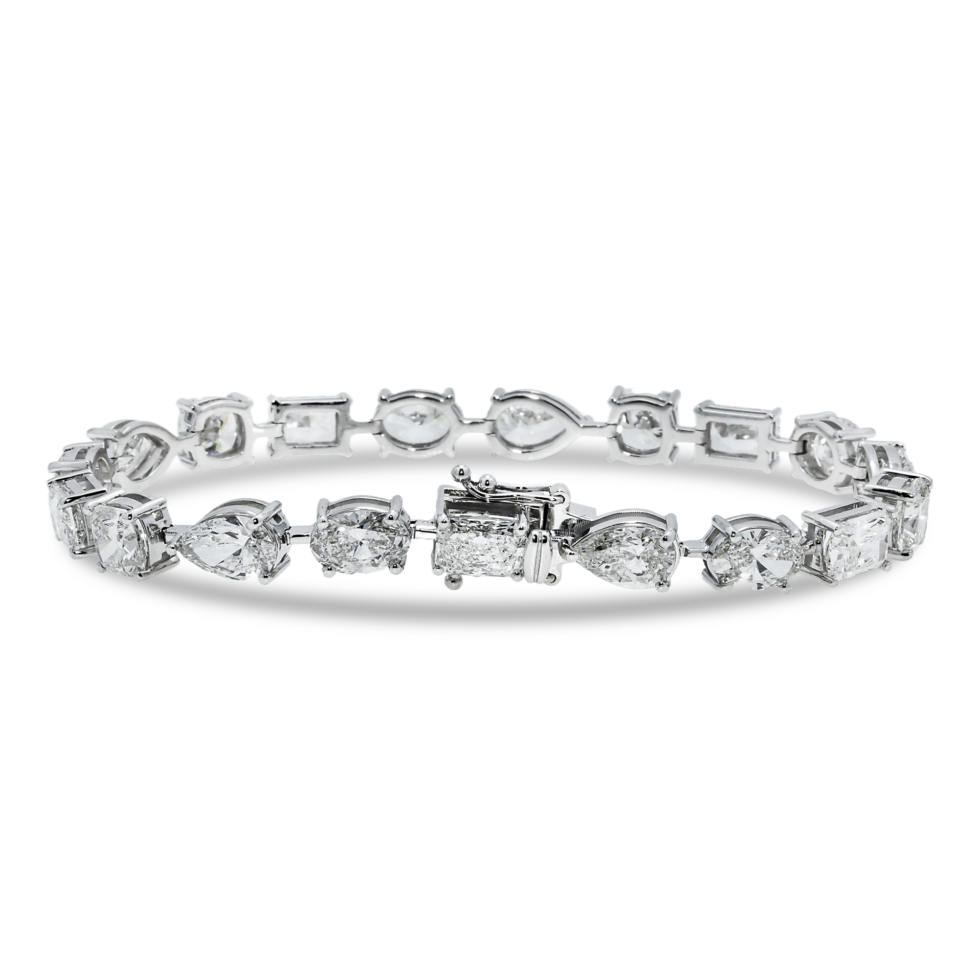 14K White Gold Multi Cut Diamond Satellite Bracelet 20.21Ct Bracelets