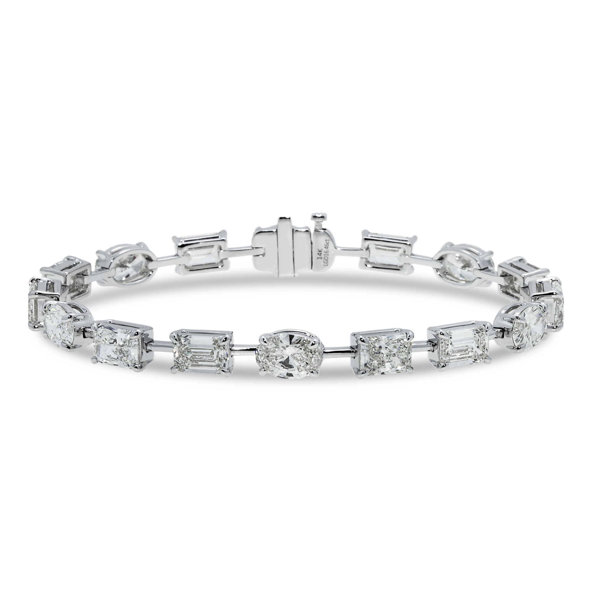 14K White Gold Multi Cut Diamond Satellite Bracelet 16.46Ct Bracelets