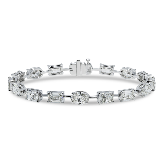 14K White Gold Multi Cut Diamond Satellite Bracelet 16.46ct