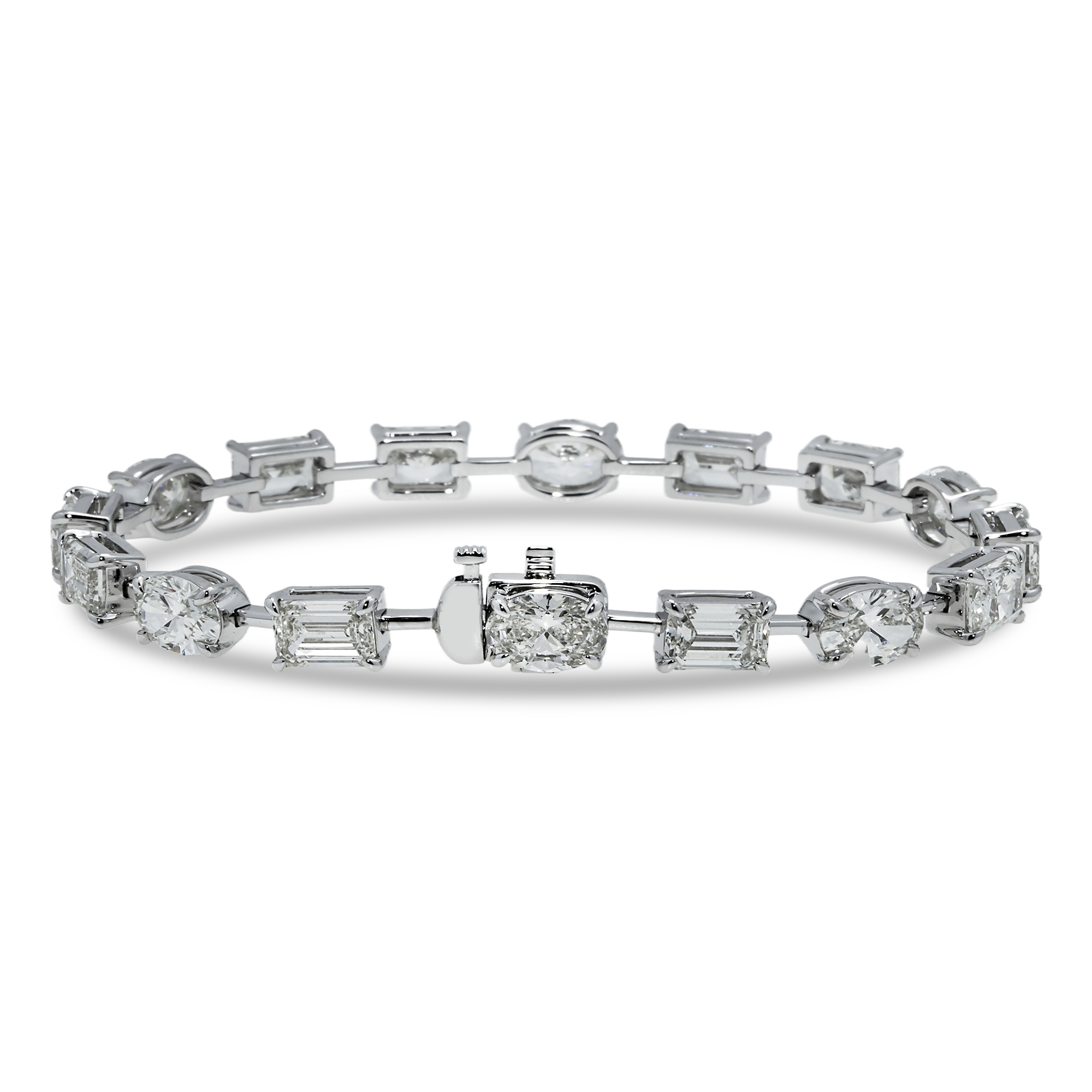 14K White Gold Multi Cut Diamond Satellite Bracelet 16.46Ct Bracelets