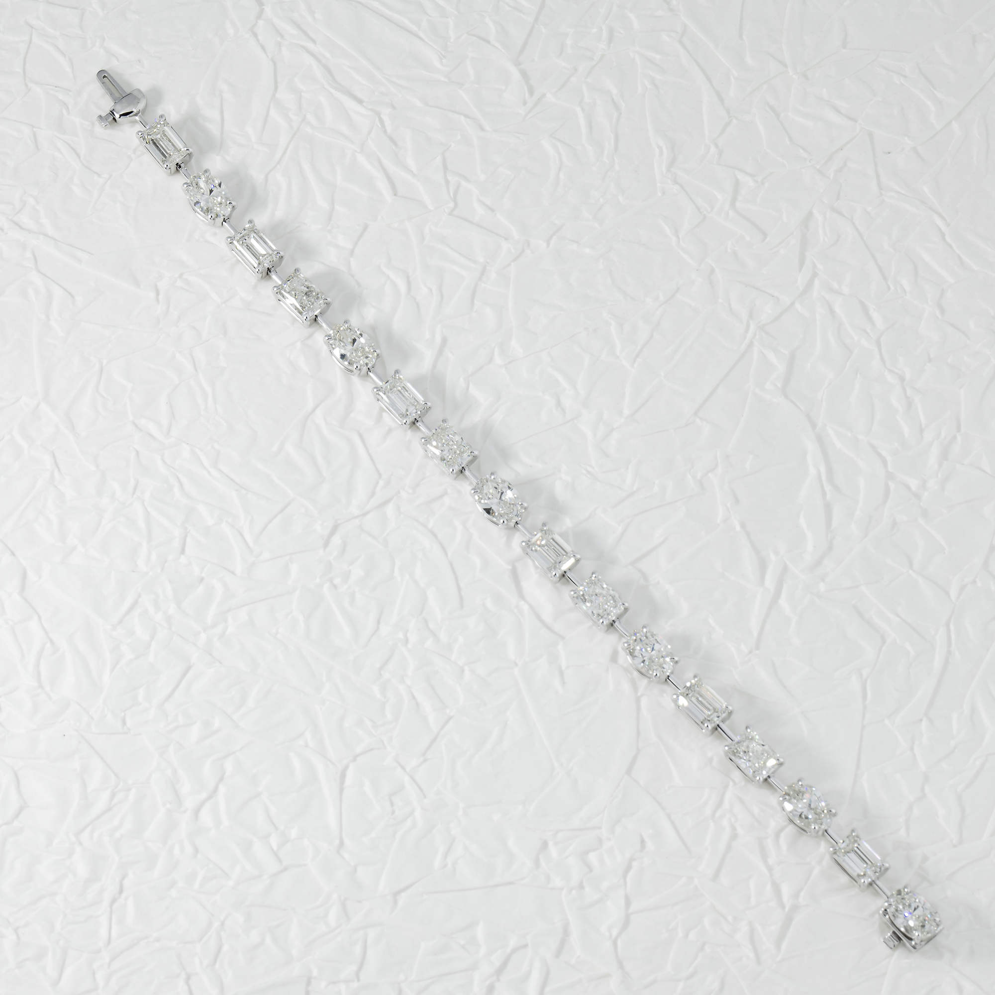 14K White Gold Multi Cut Diamond Satellite Bracelet 16.46Ct Bracelets