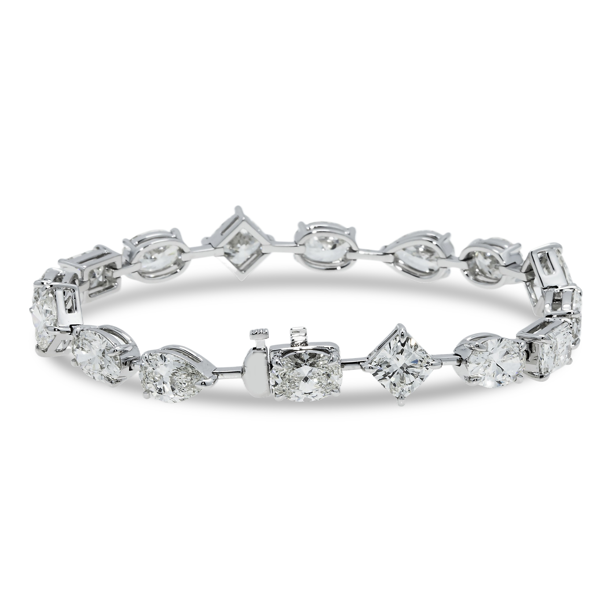14K White Gold Multi Cut Satellite Diamond Bracelet 20.43ct