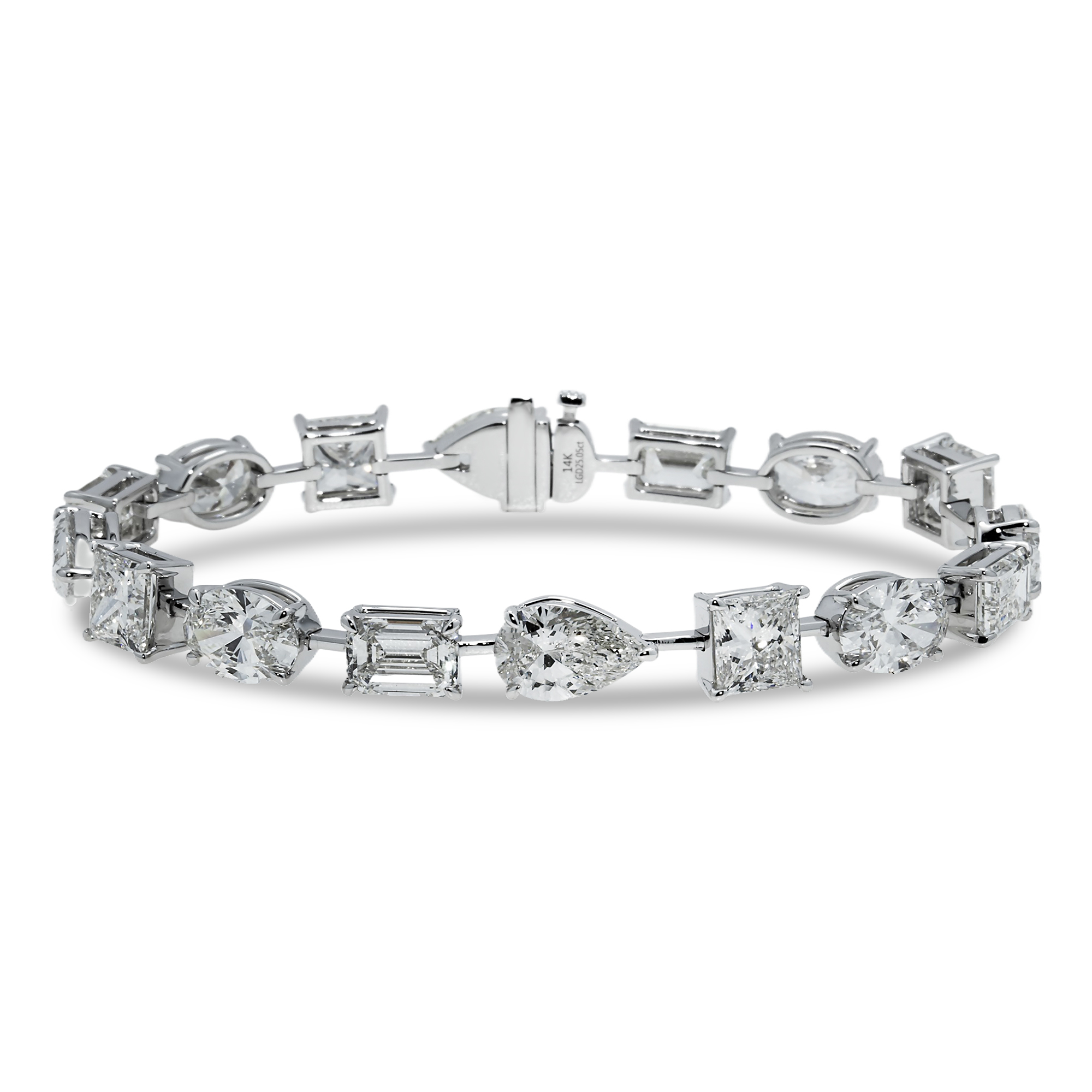 14K White Gold Multi Cut Diamond Bracelet 25.05ct