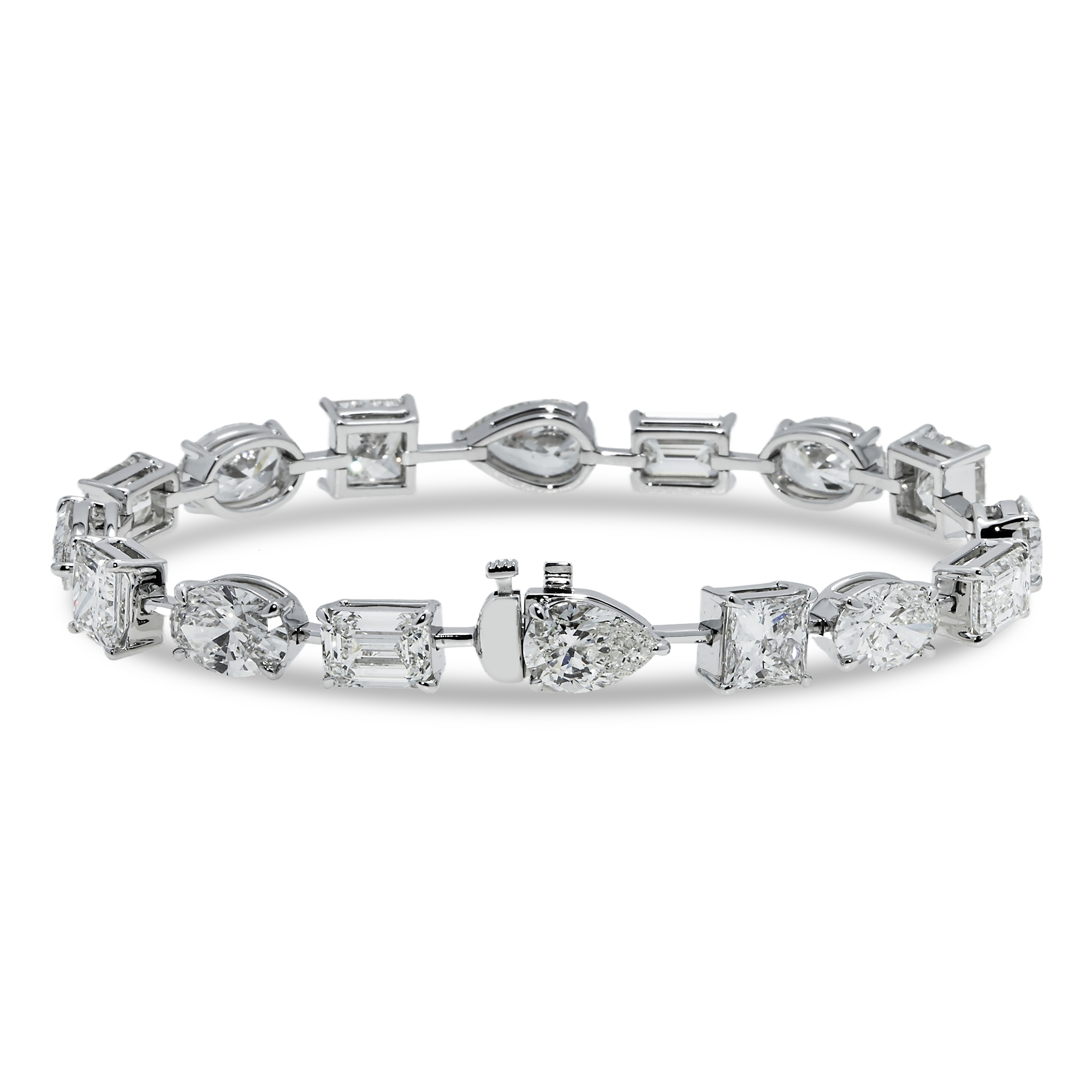 14K White Gold Multi Cut Diamond Bracelet 25.05ct