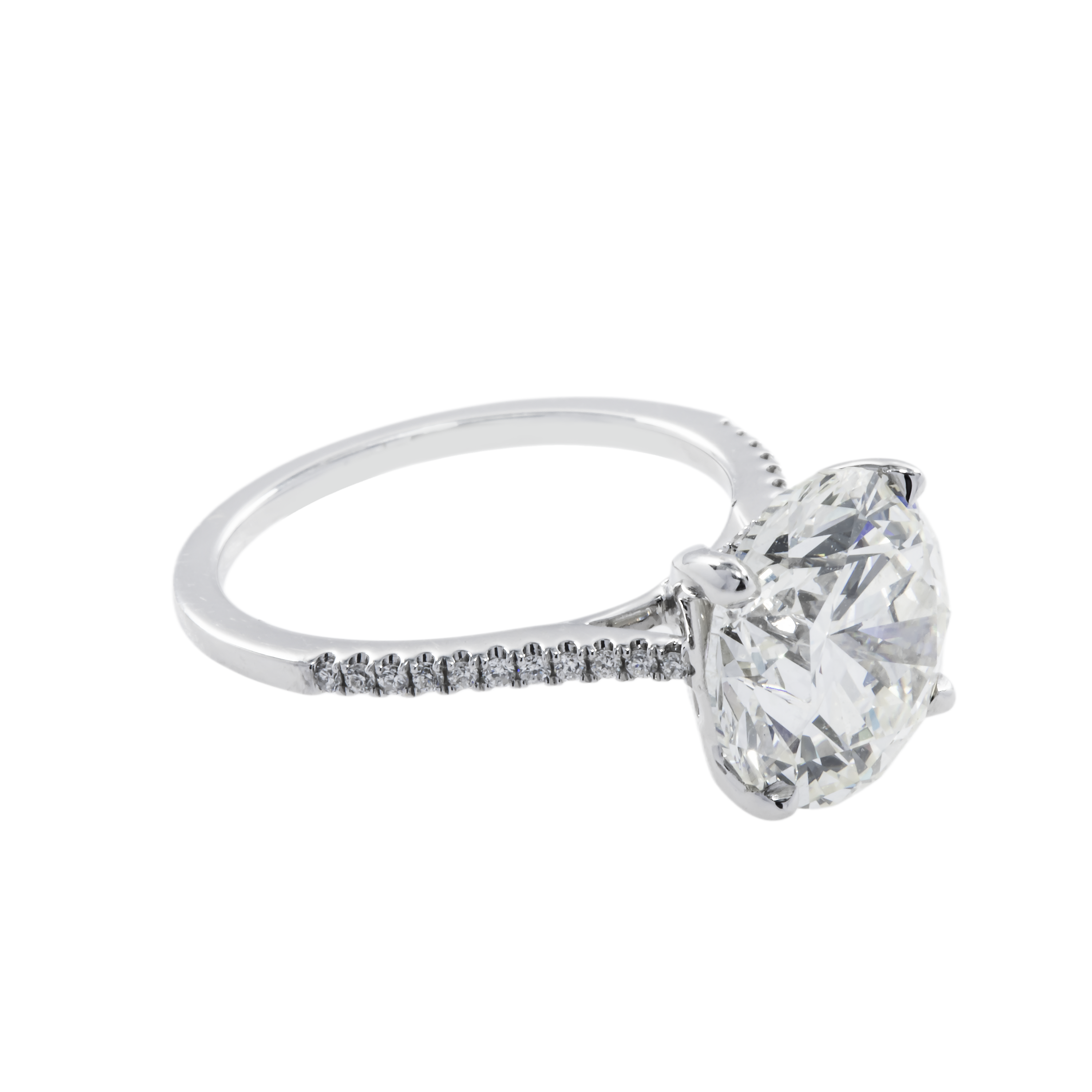 18 White Gold 5.31Ct Round Diamond Engagement Ring 5.52Ctw Bridal