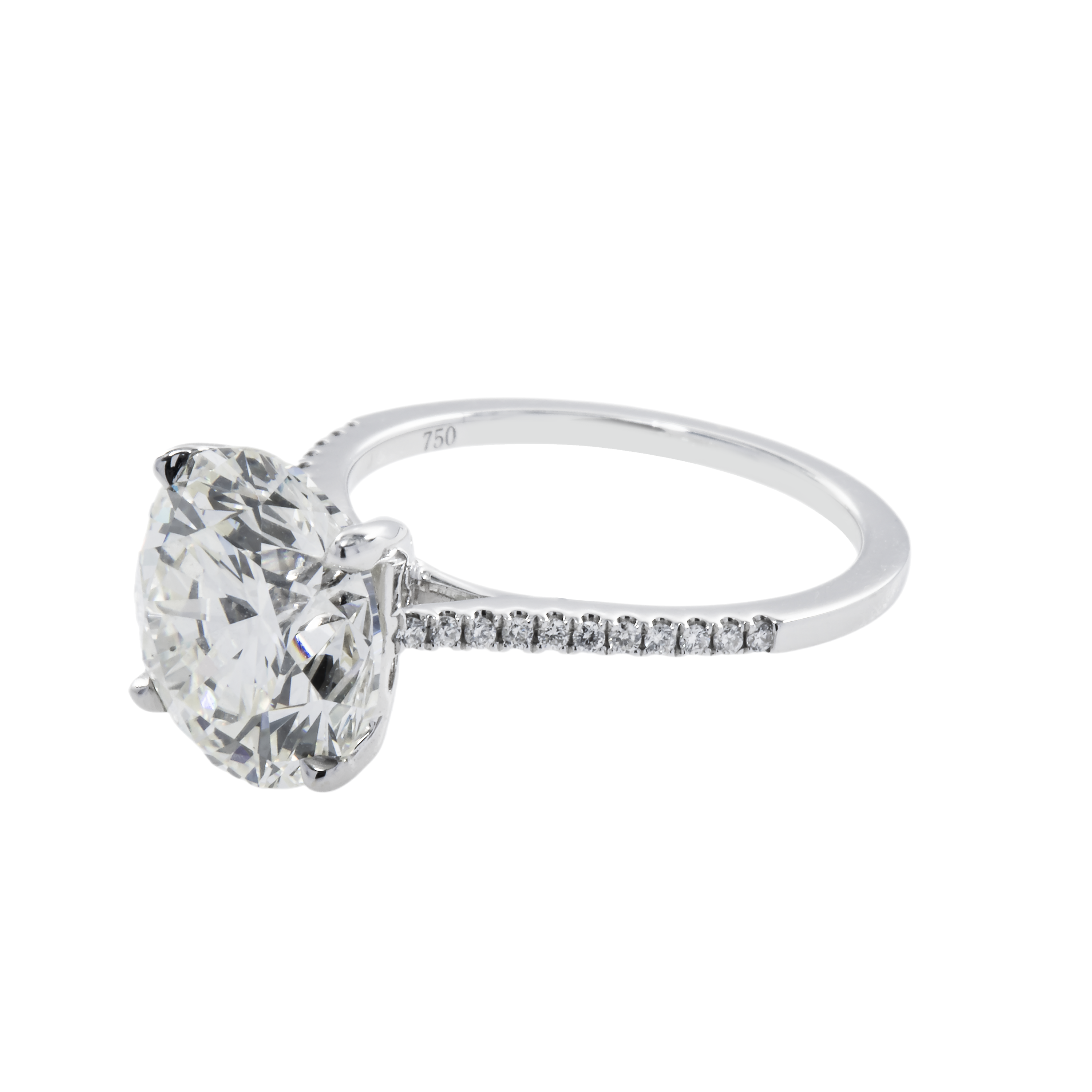 18 White Gold 5.31Ct Round Diamond Engagement Ring 5.52Ctw Bridal