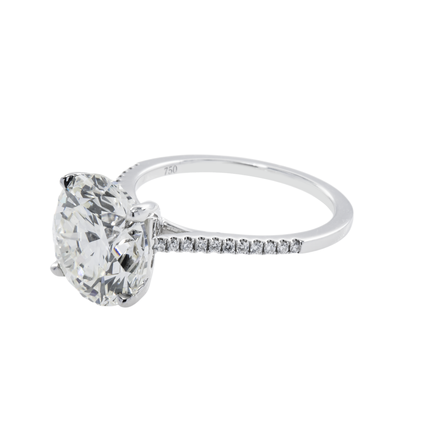 18 White Gold 5.31ct Round Diamond Engagement Ring 5.52ctw