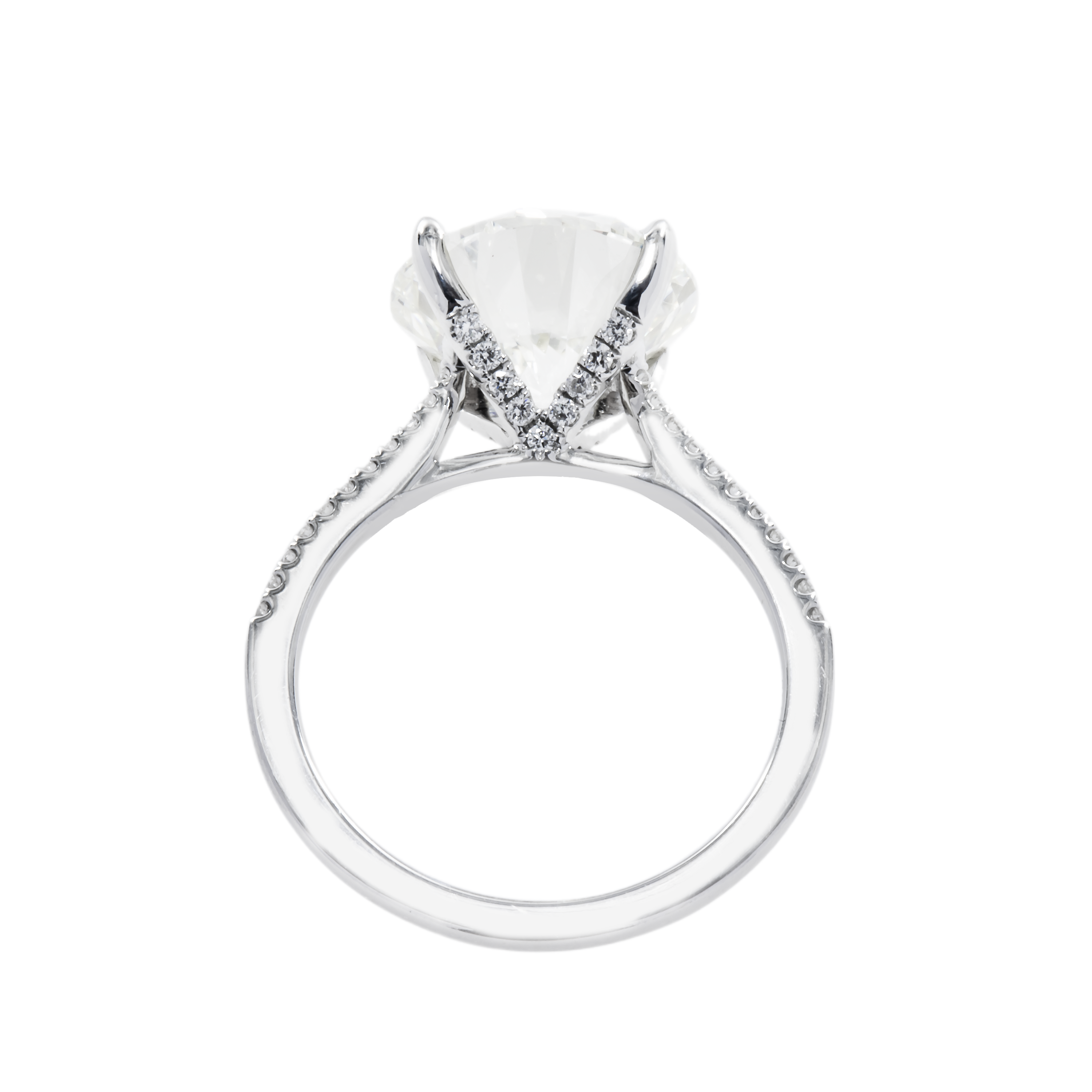 18 White Gold 5.31Ct Round Diamond Engagement Ring 5.52Ctw Bridal