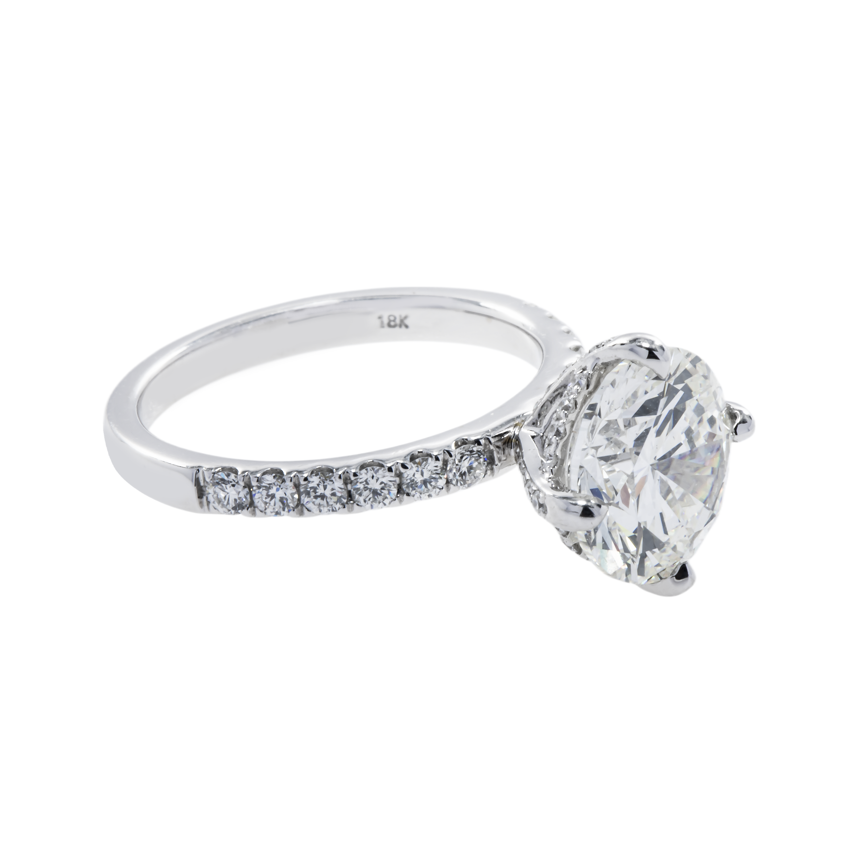 Gia 18K White Gold 4.02Ct Round Diamond Engagement Ring 4.64Ctw Bridal