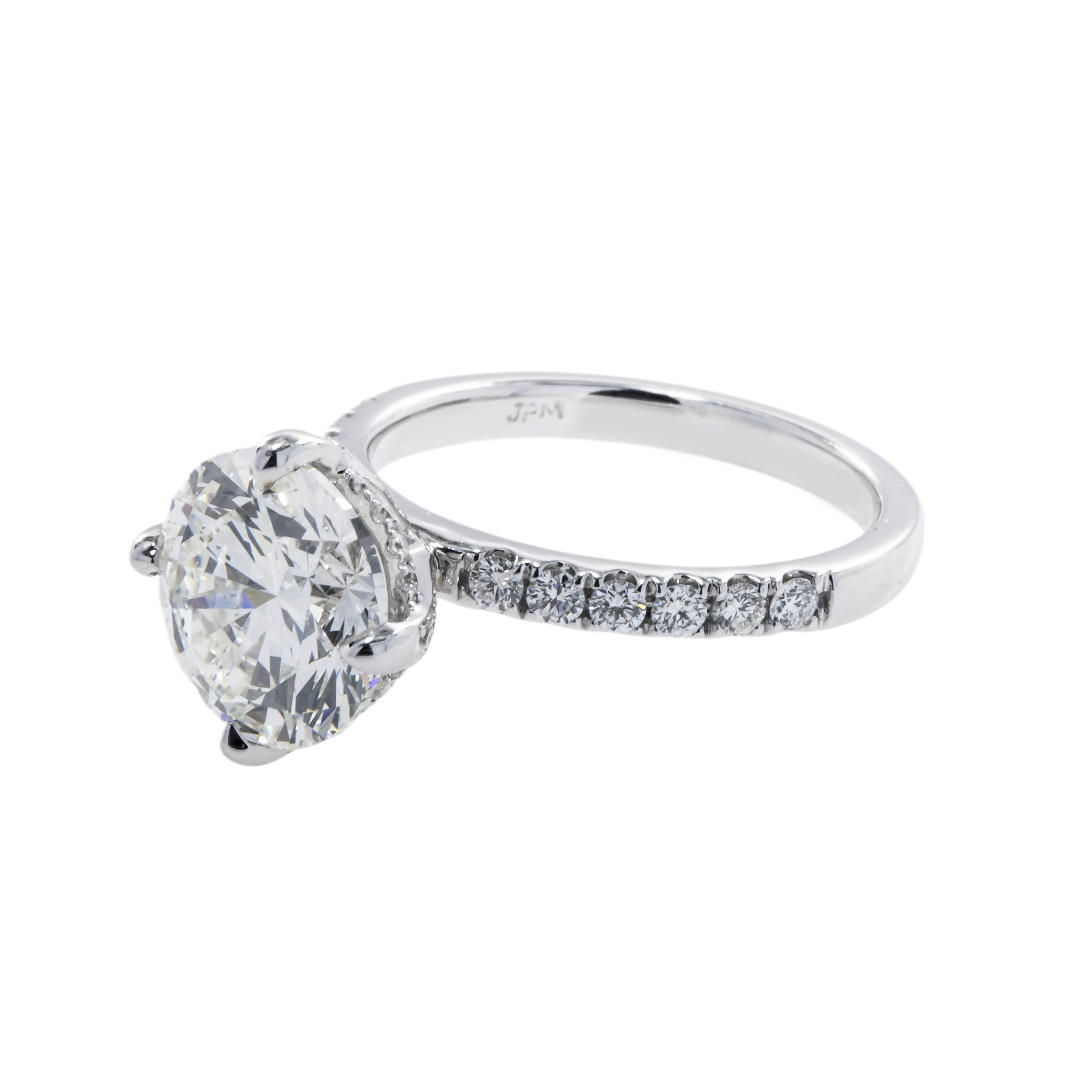 Gia 18K White Gold 4.02Ct Round Diamond Engagement Ring 4.64Ctw Bridal