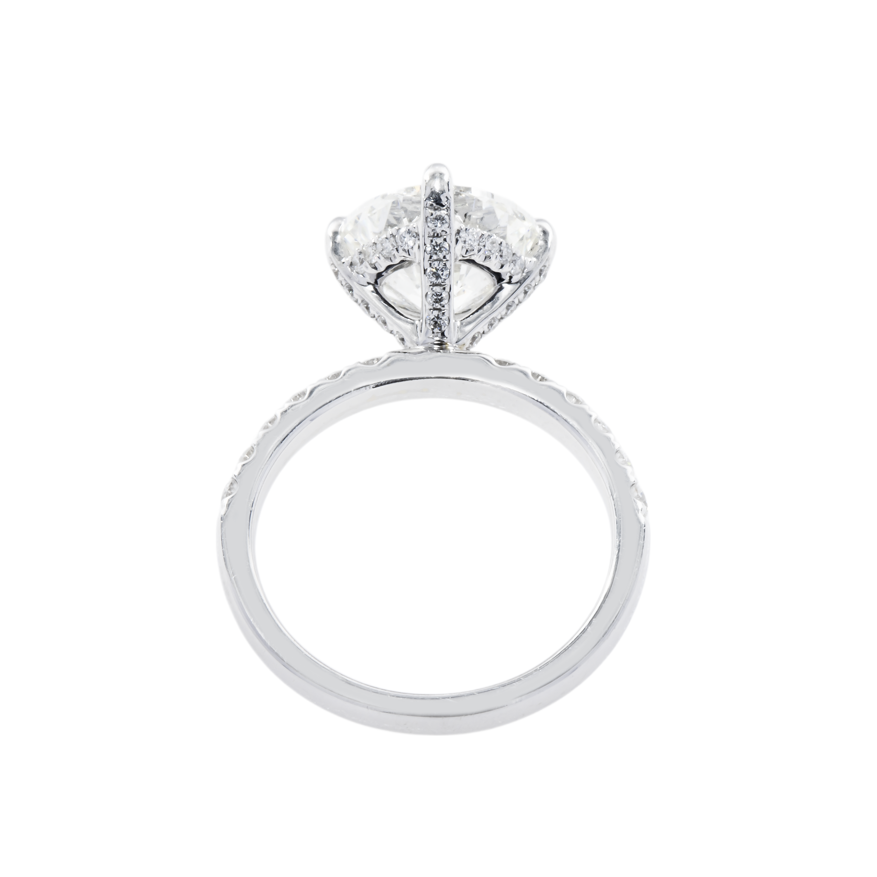 Gia 18K White Gold 4.02Ct Round Diamond Engagement Ring 4.64Ctw Bridal