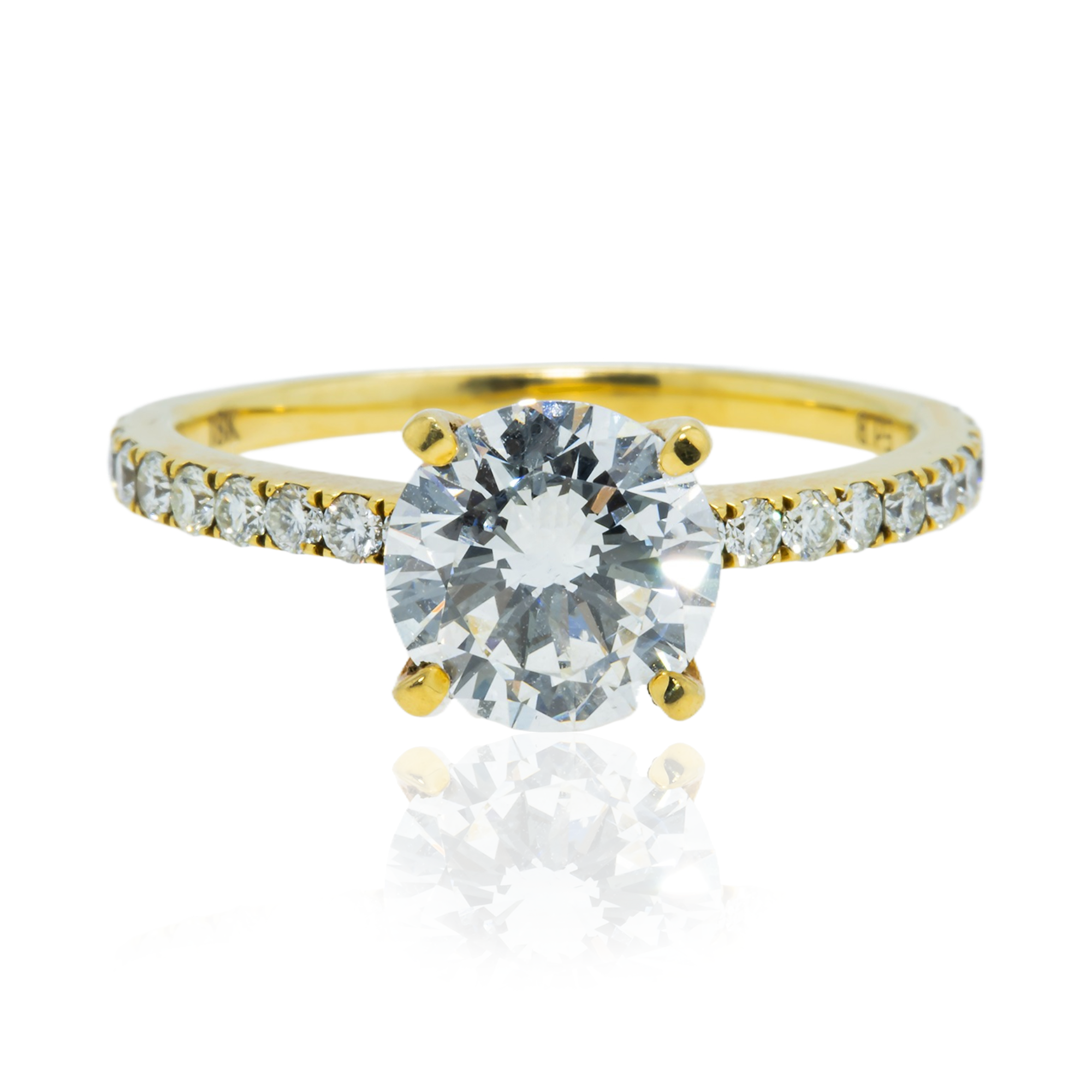 18K Yellow Gold 1.55ct Round Diamond Engagement Ring 1.87ctw