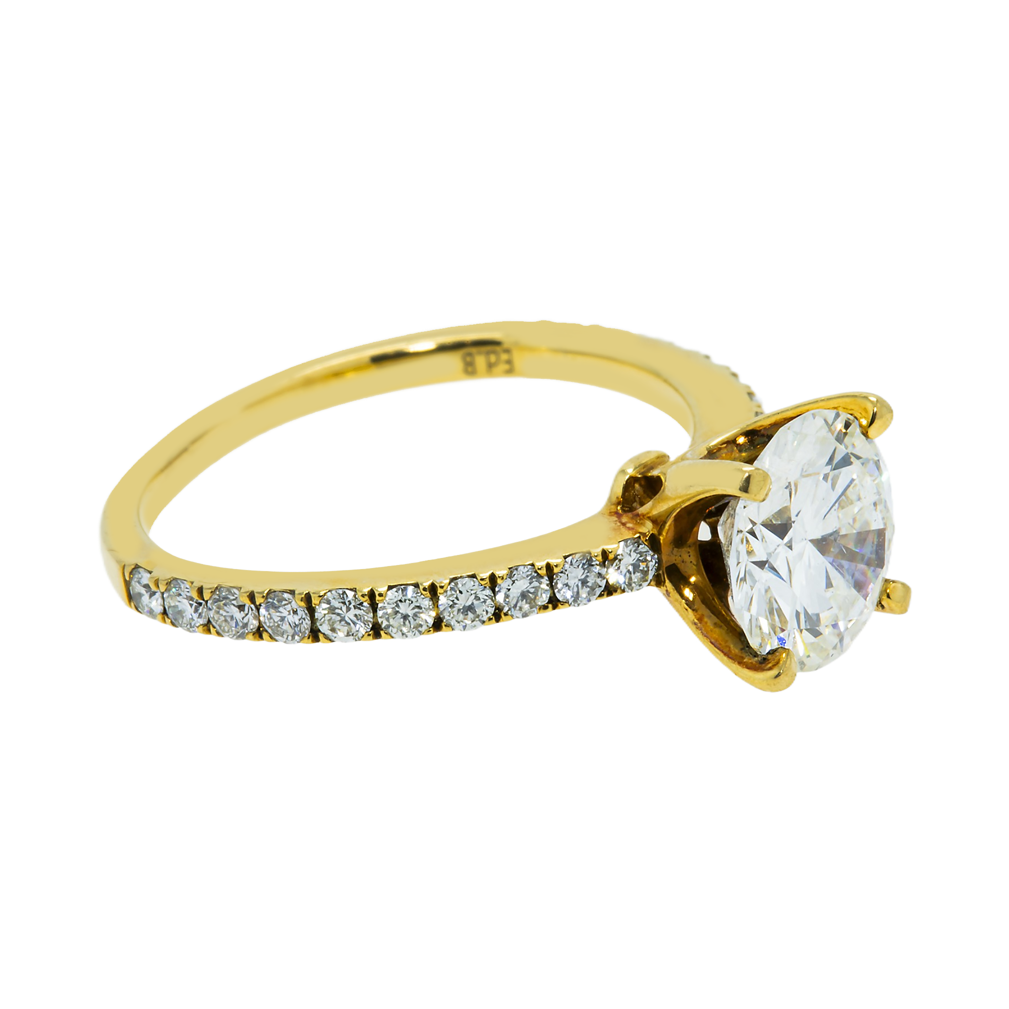 18K Yellow Gold 1.55ct Round Diamond Engagement Ring 1.87ctw