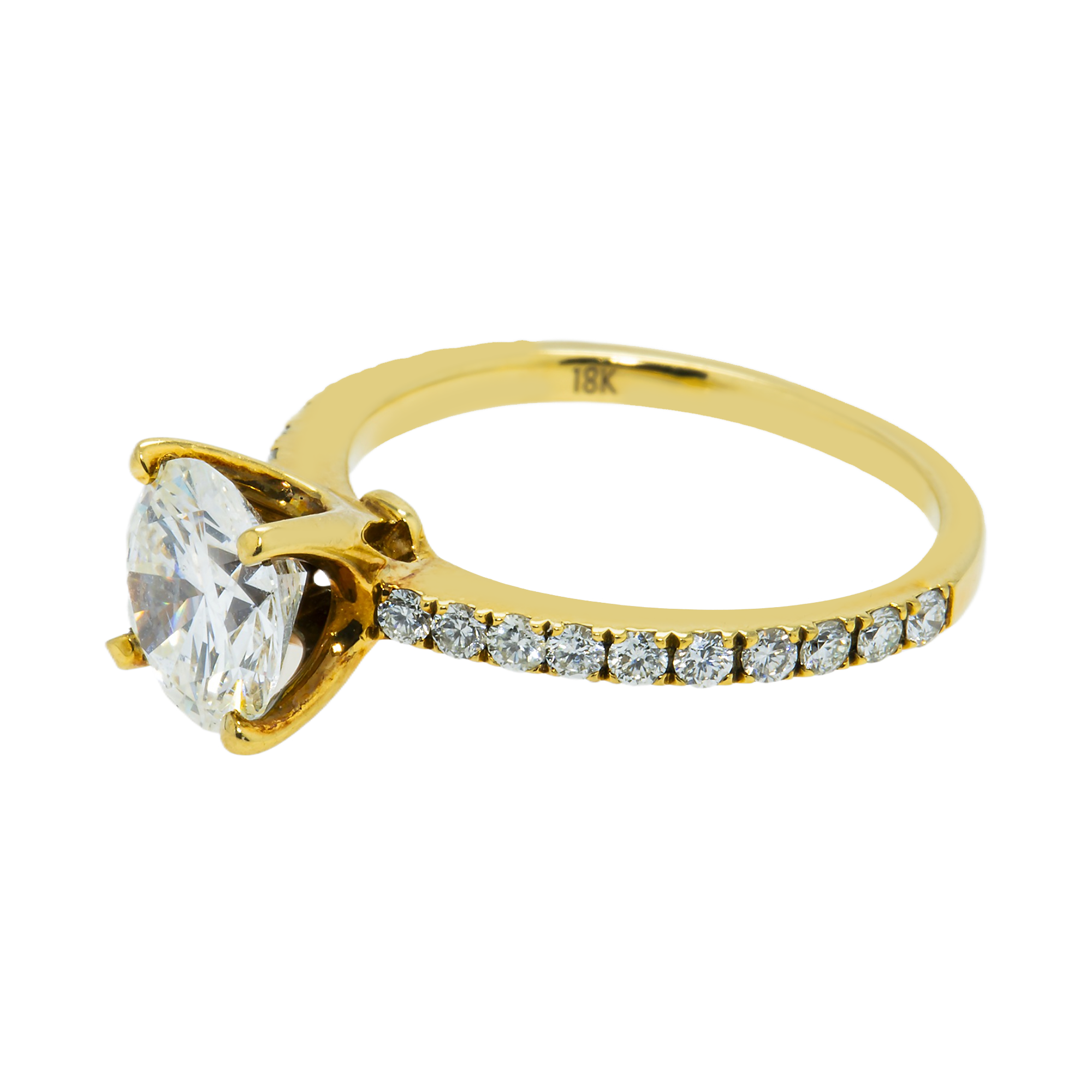 18K Yellow Gold 1.55ct Round Diamond Engagement Ring 1.87ctw