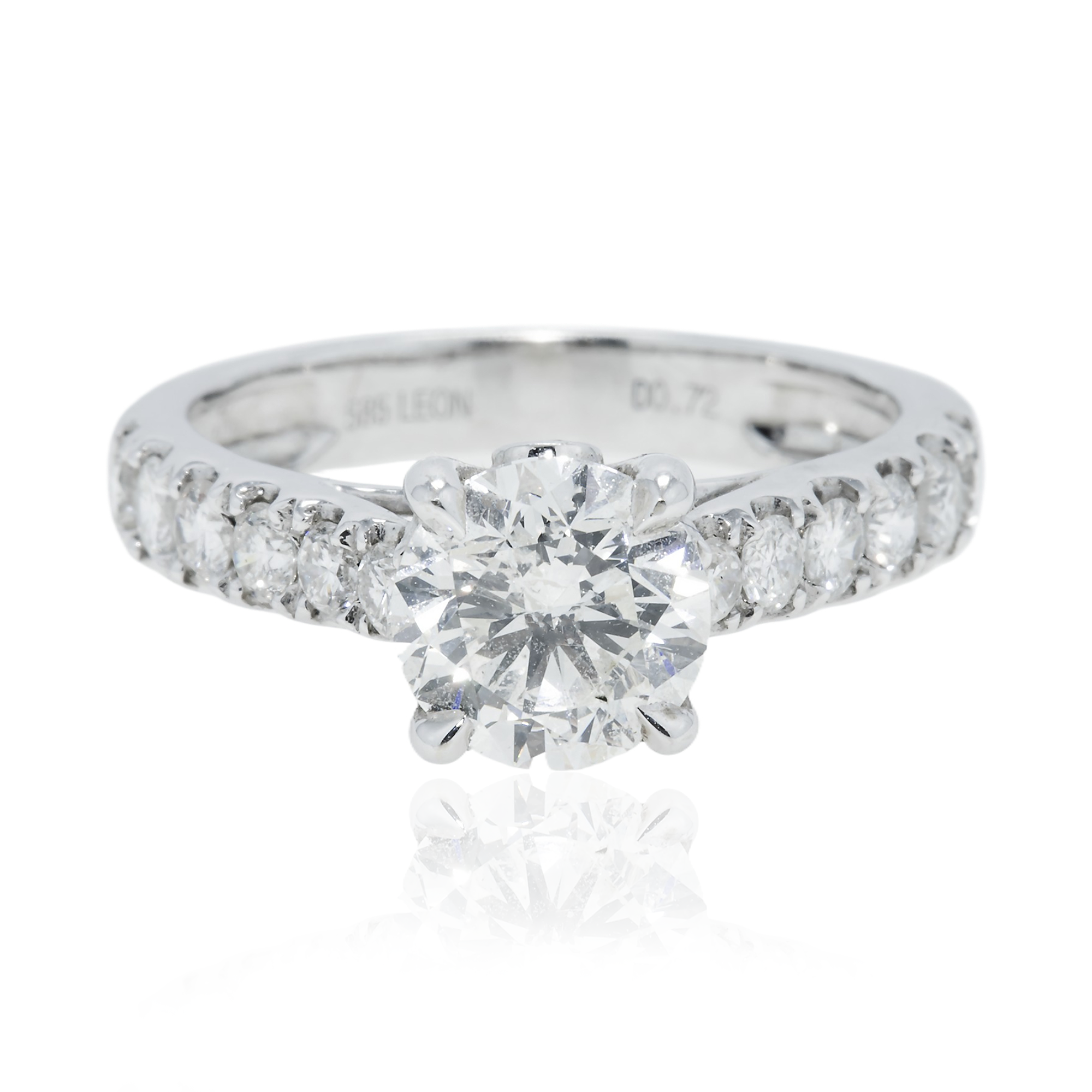 14K White Gold 1.65ct Round Diamond Engagement Ring 2.37ctw