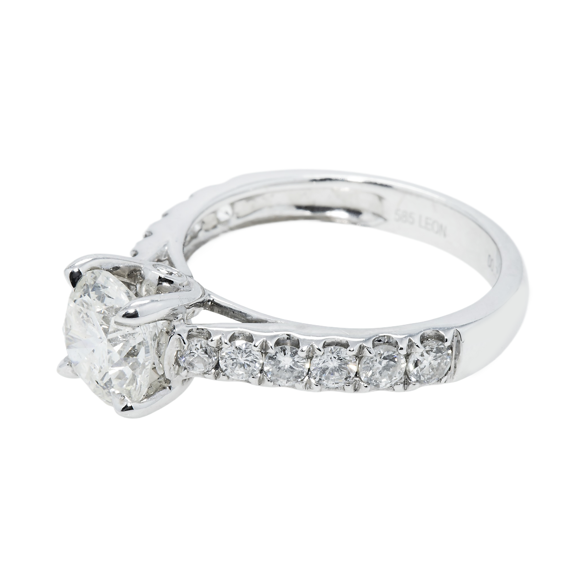 14K White Gold 1.65ct Round Diamond Engagement Ring 2.37ctw