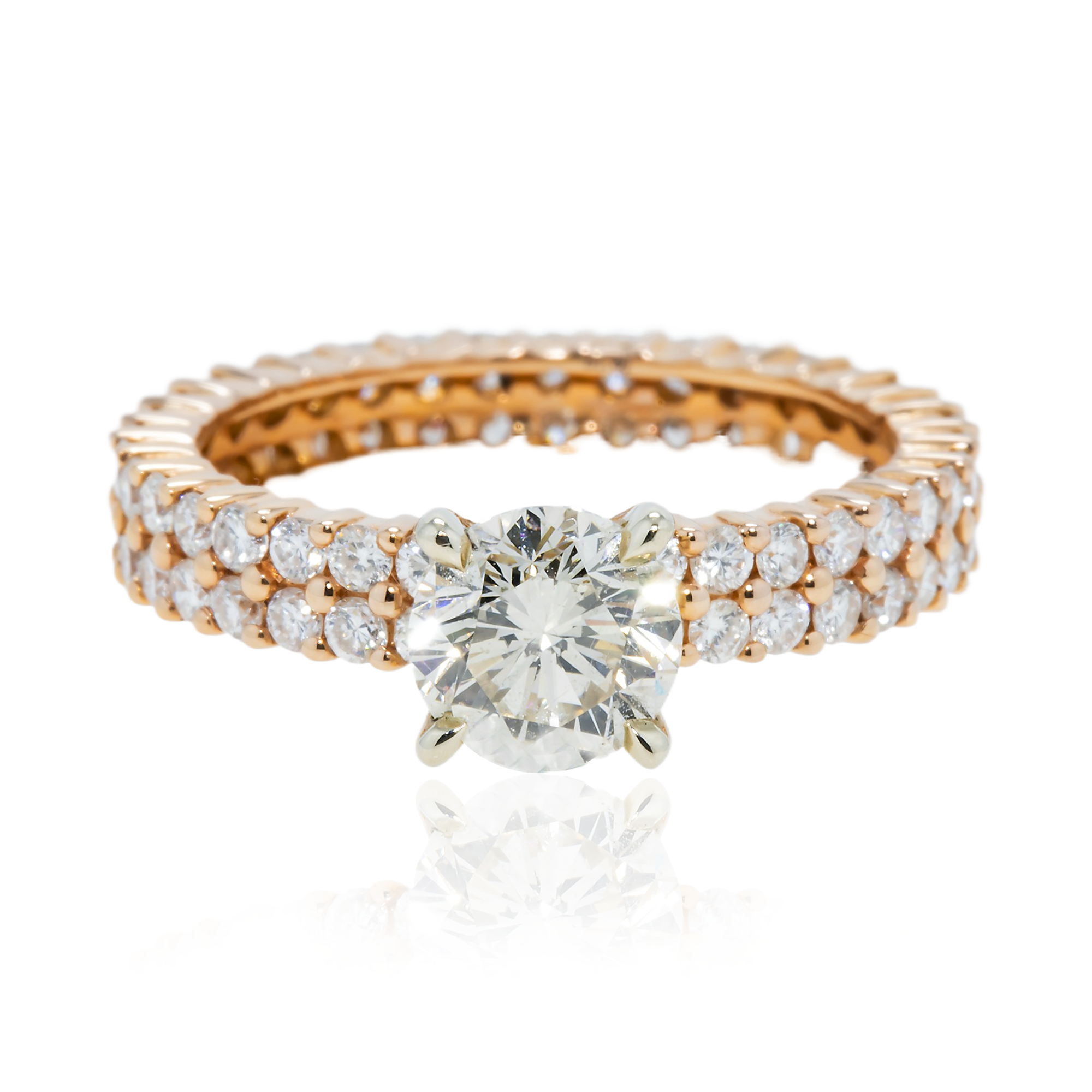 14K Rose Gold 1.17ct Round Diamond Engagement Ring 2.57ctw