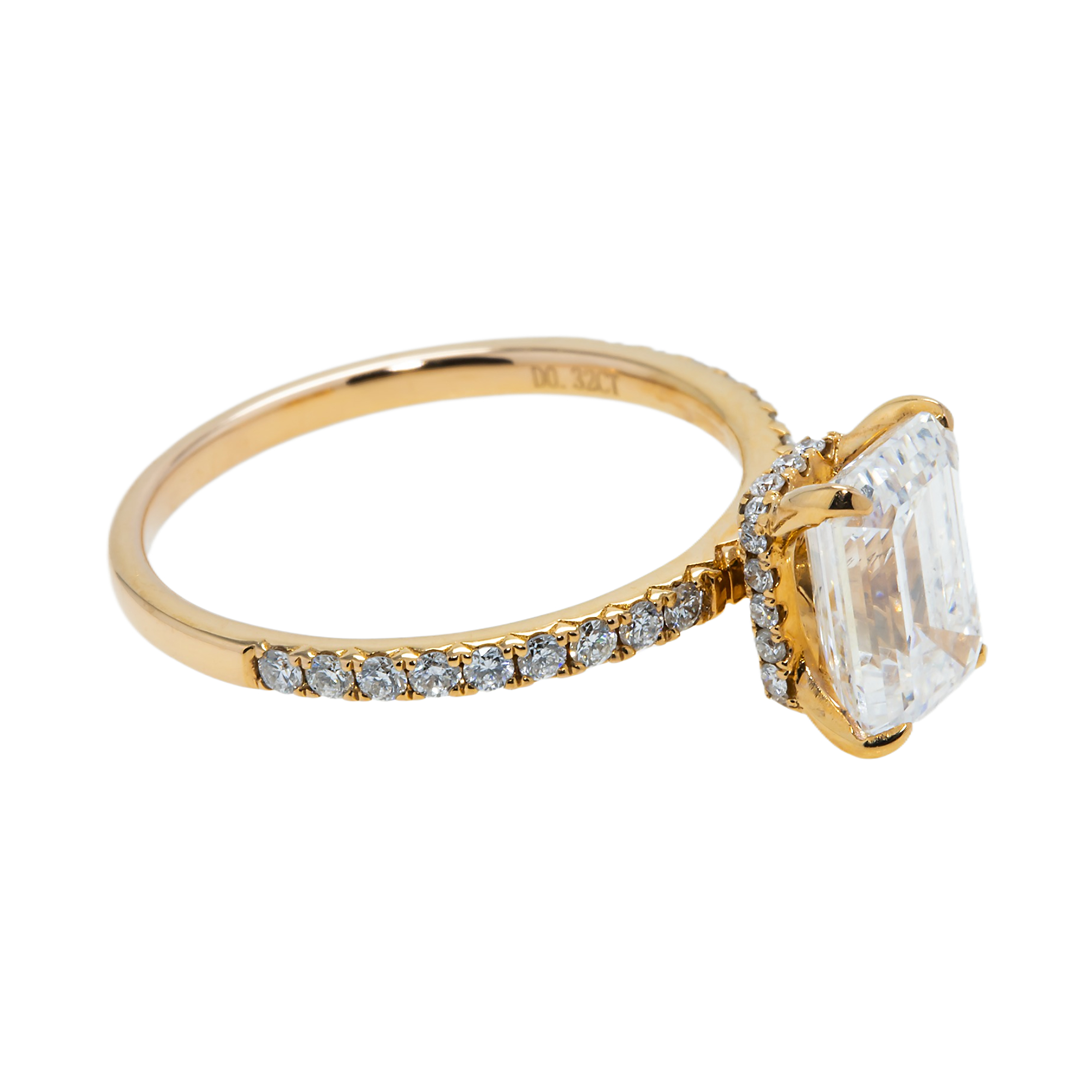 18K Rose Gold 2.02ct Emerald Cut Diamond Engagement Ring 2.34ctw