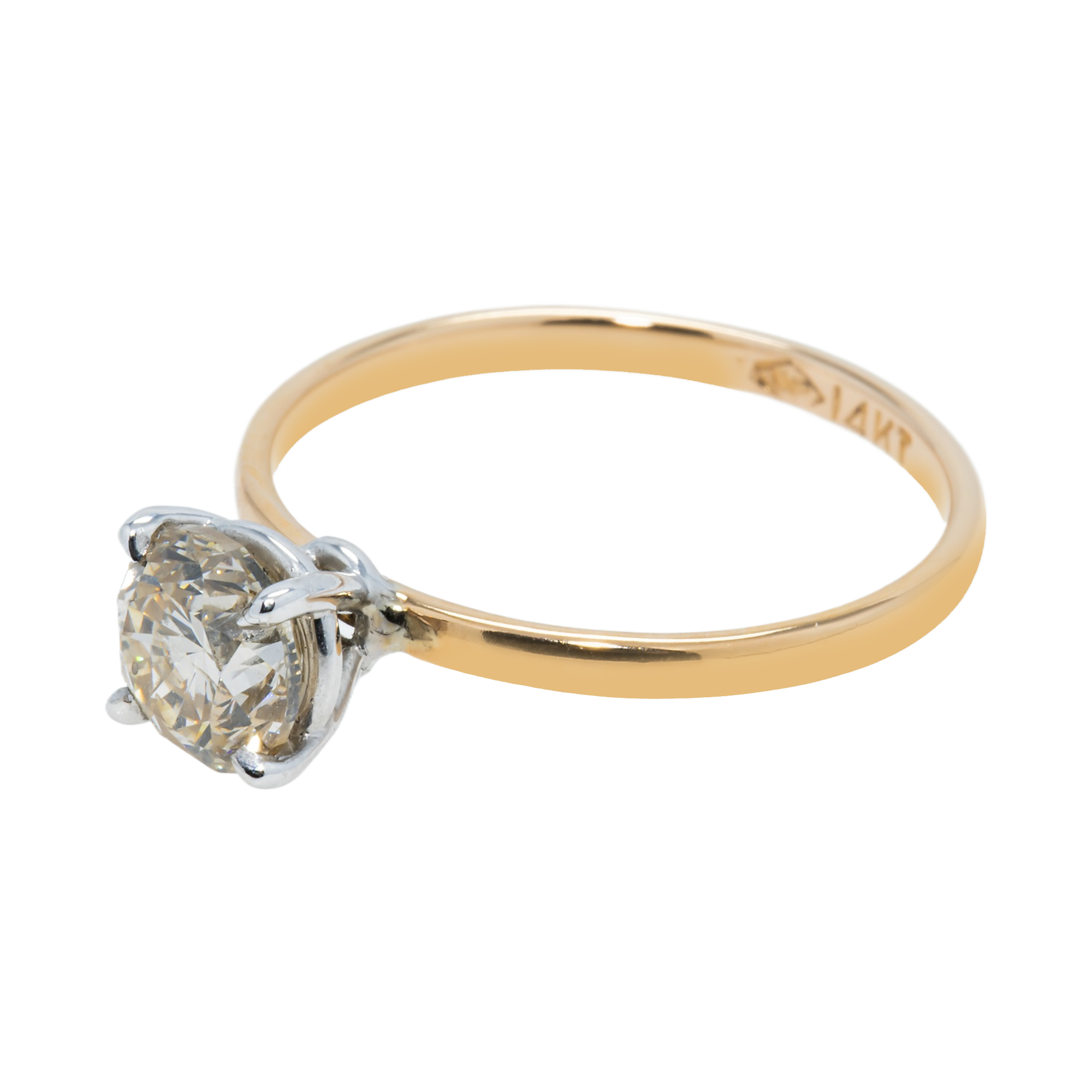 14K Roise Gold Round Solitaire Diamond Engagement Ring 1.16Ct Bridal
